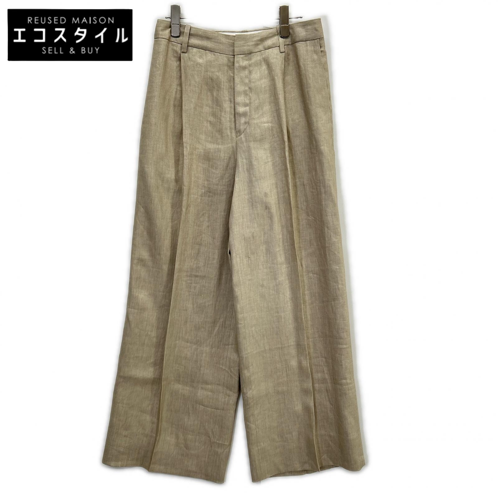 Deuxieme Classe ドゥーズィエムクラス 23SS ベージュ リネンワイドトラウザーパンツ ボトムス   36 ベージュ レディース 【中古】