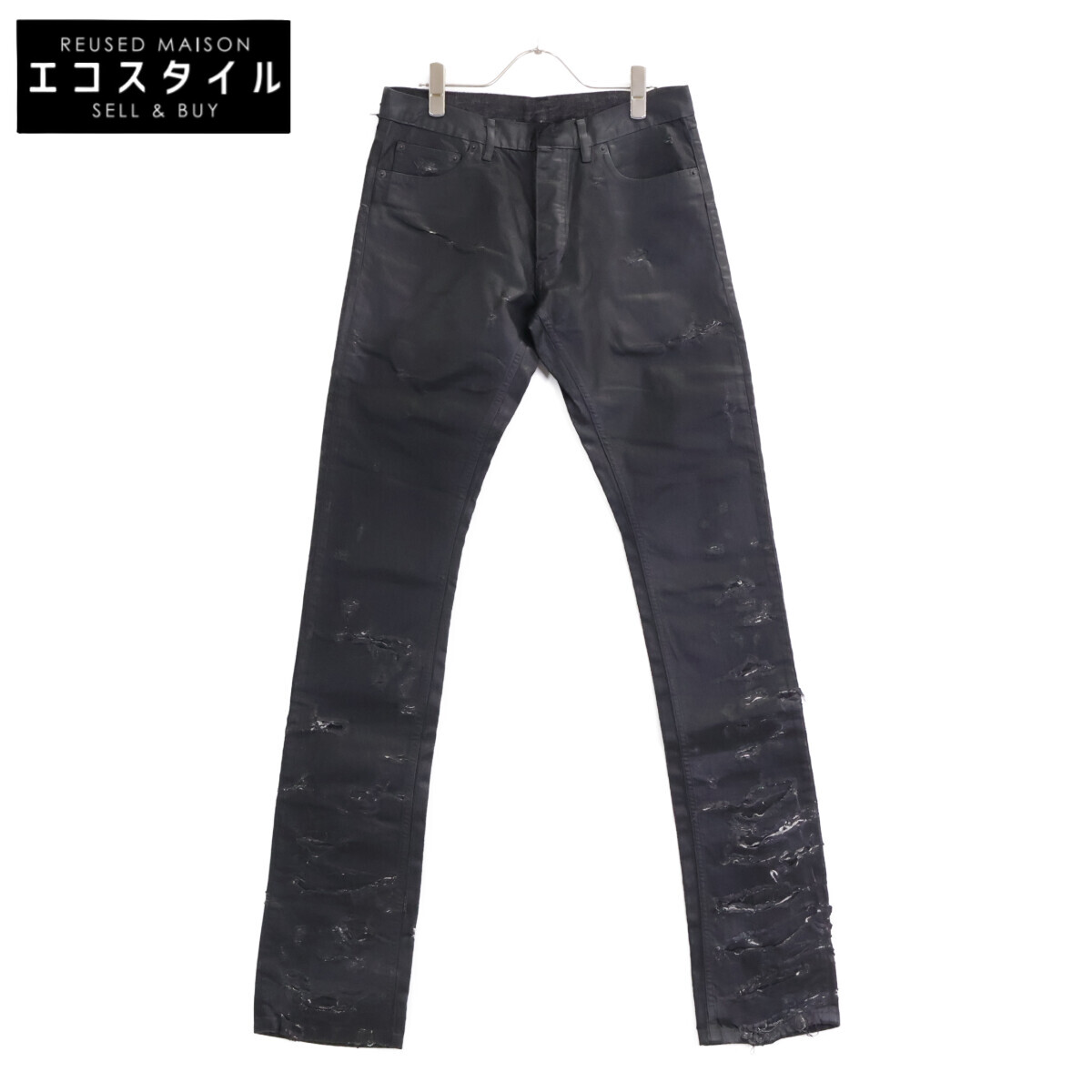 DIOR クリスチャンディオール 【新品負けず劣らず】04SS 4EH1018686 エディ期 Strip デストロイ産業 上塗り 名取り草飛球 ジーンズズボン下 ボトムス   30 黒いこと メンズ 【中古】