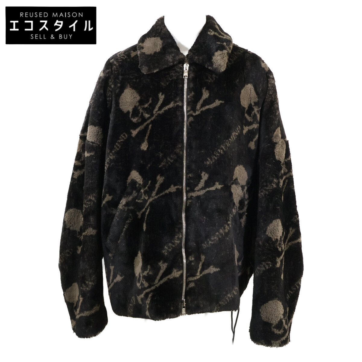 mastermind お師匠さん肝ったま 【美品】MJ22E09-BL025 FAUX FUR ZIP JACKET スカル ジップアップ 毛革上衣 XL 黒いこと メンズ 【中古】
