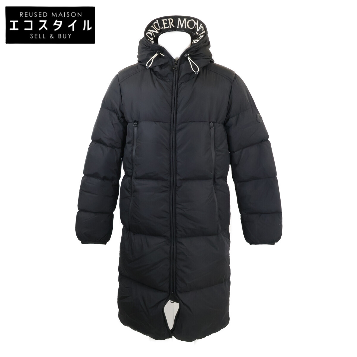 MONCLER モンク軌跡 TEMPLON テンプロン 内部ロゴタイプ伝達ルート刺しゅう フーディロングダウン 厚地の外套   1 黒いこと メンズ 【中古】