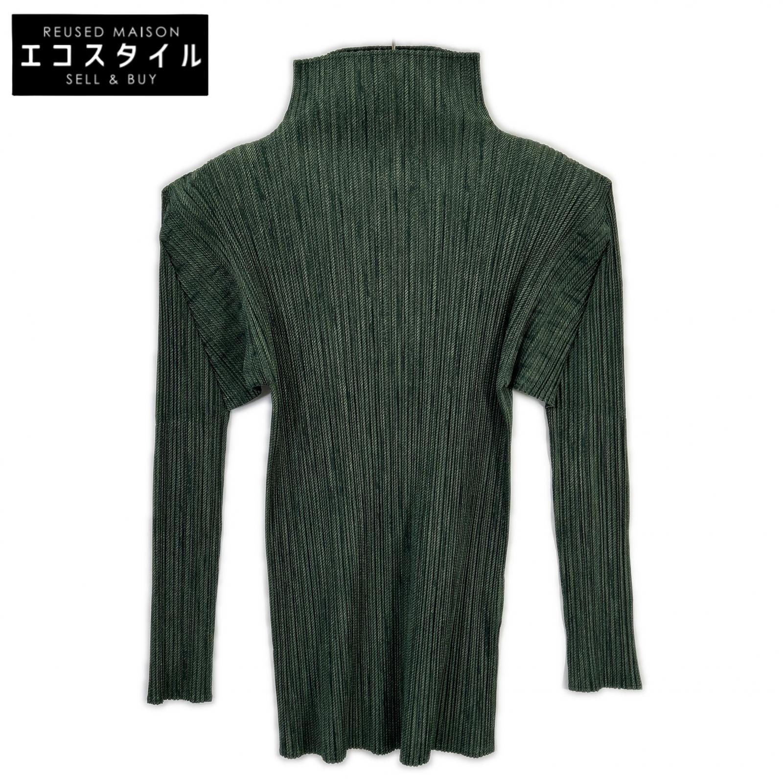 PLEATS PLEASE プリーツプリーズ PP73-JK204 グリーン ハイネック長袖カットソー トップス 3 グリーン レディース 【中古】|ブランドリユース エコスタイル