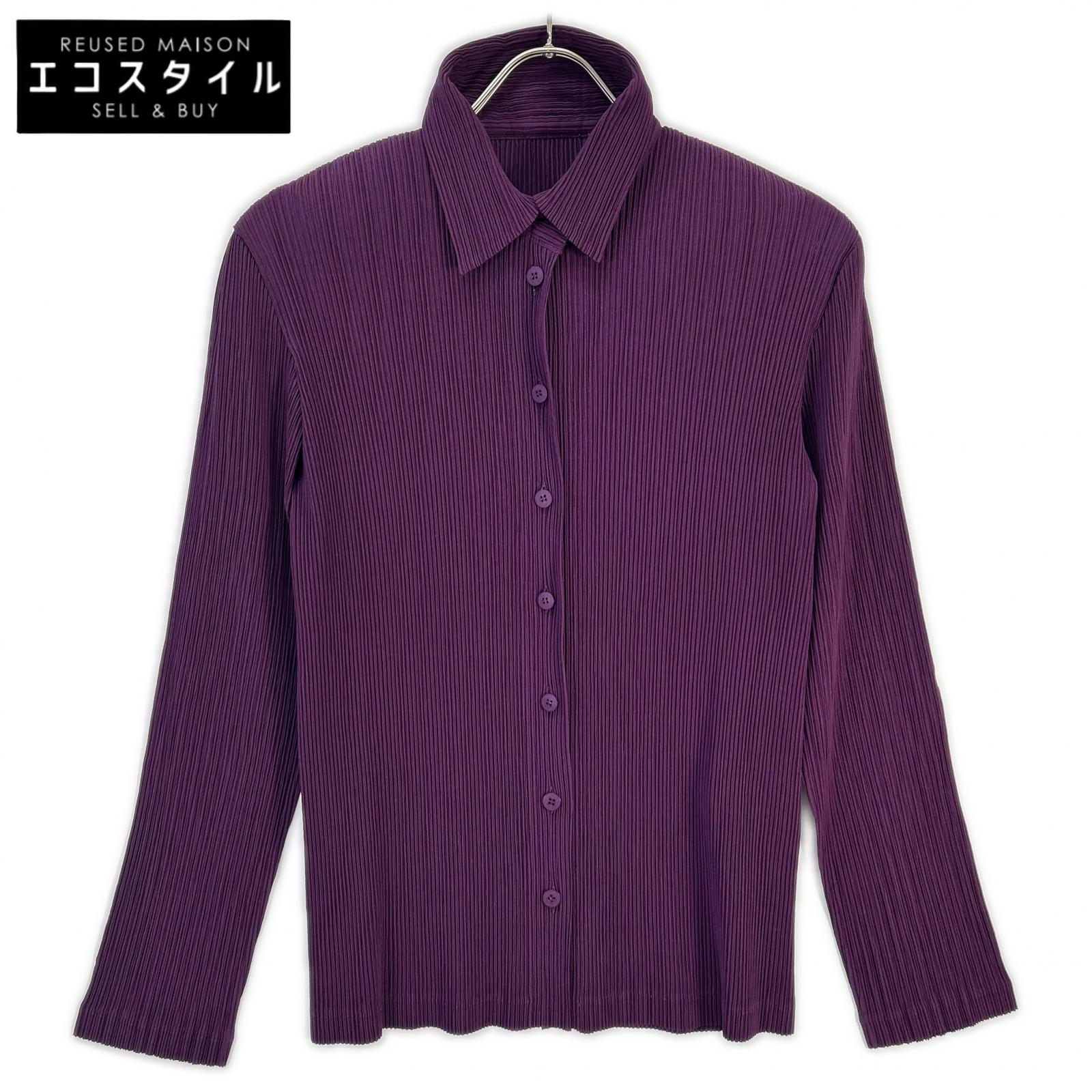 ISSEY MIYAKE イッセイミヤケ IM94-FJ908 パープル 筋目長袖ティーシャツトップ トップス   L パープル レディース 【中古】