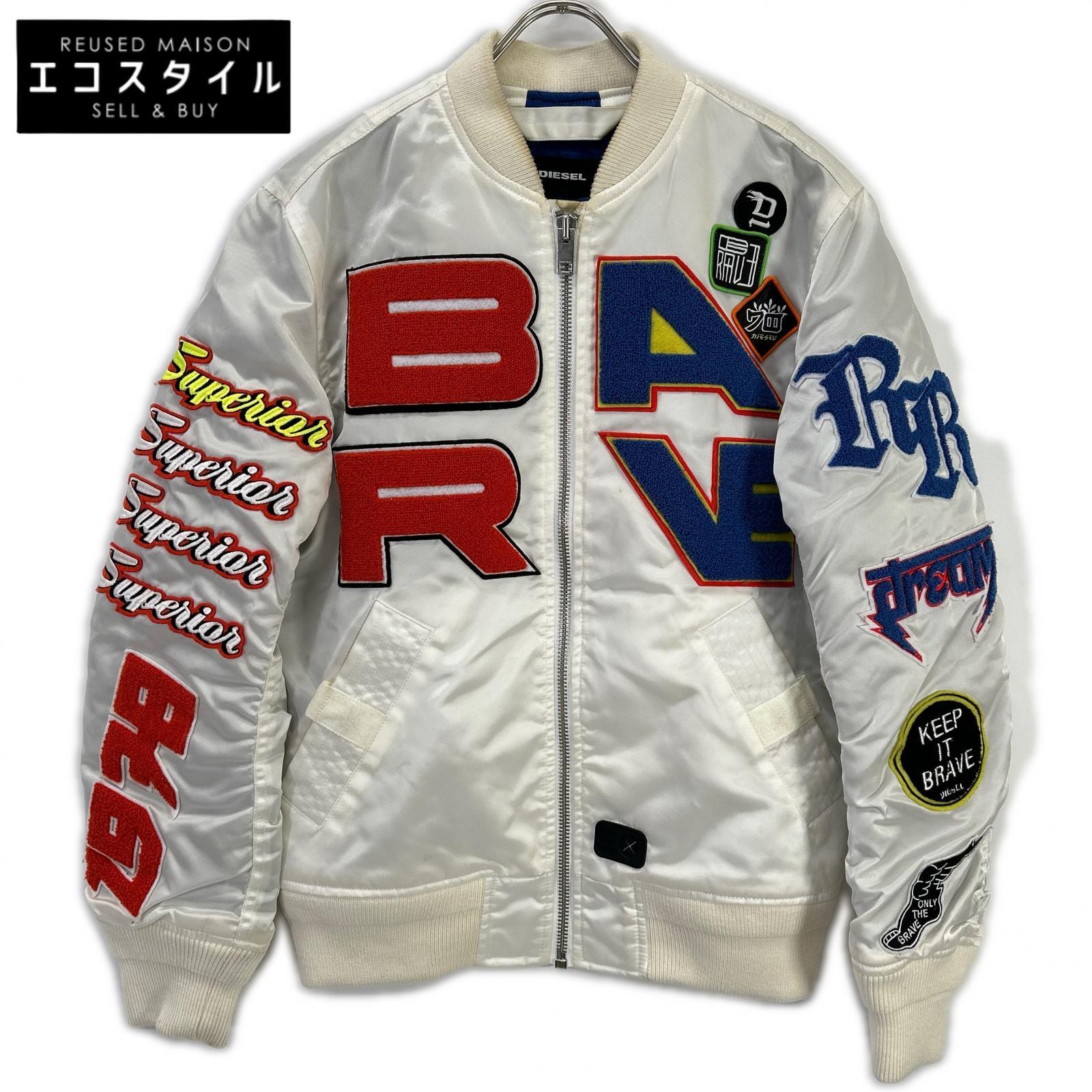 DIESEL ディーゼル 白いこと 綿織物 パッチワーク ボンバージャケット 上衣   白いこと メンズ 【中古】