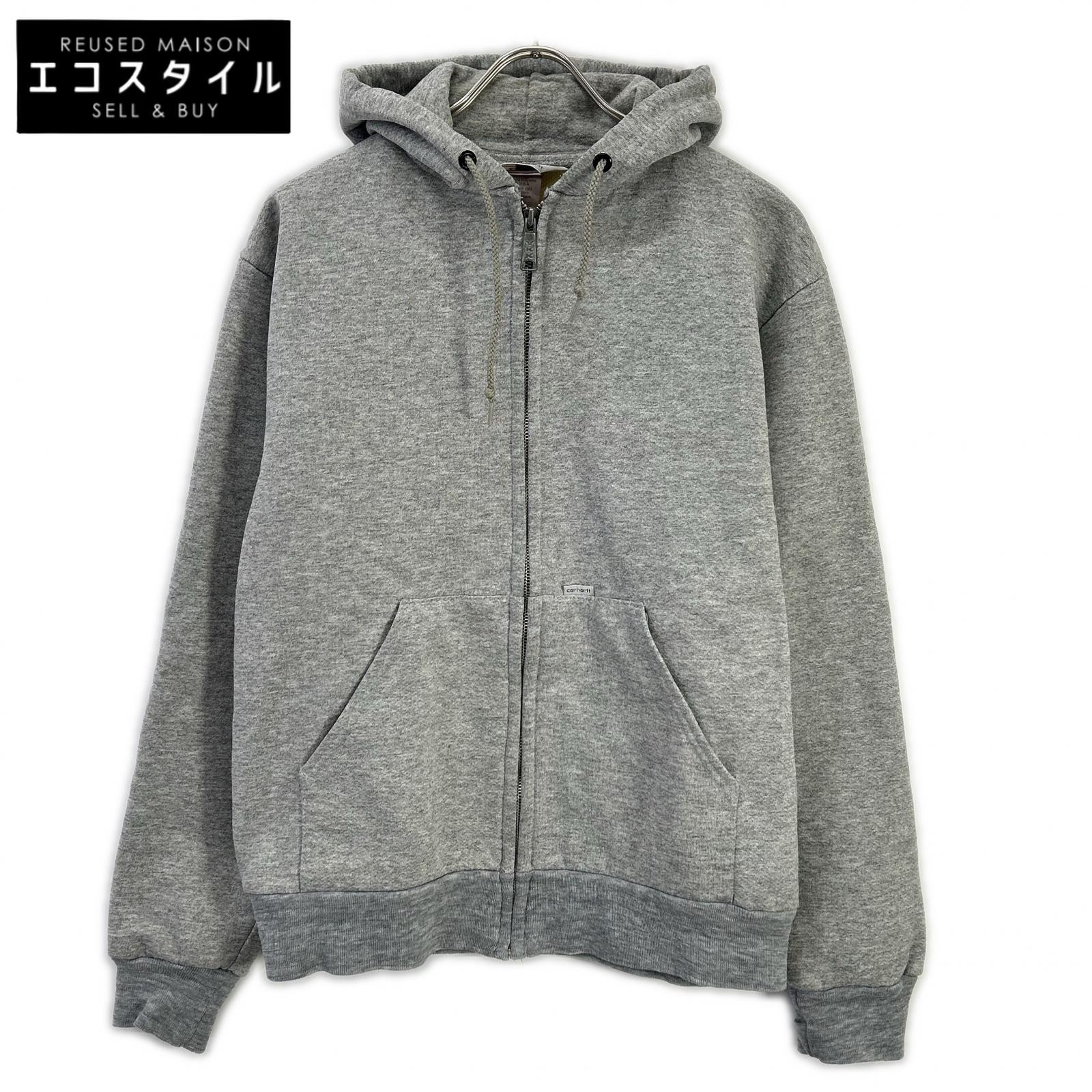 carhartt 鉄道車両ハート型 863 薄墨色 フルジップ パーカー USA製 ダブル人間の顔 80s トップス   LARGE 薄墨色 メンズ 【中古】