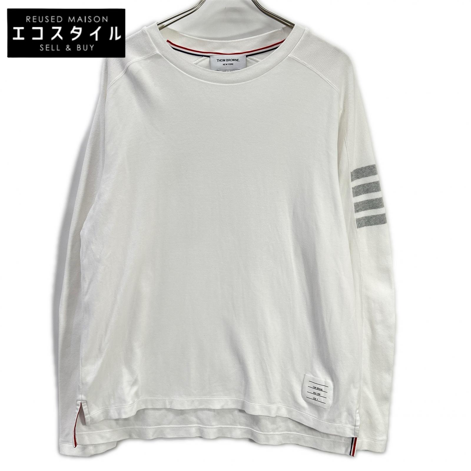 THOM BROWNE トム赤銅色 MJS245A-07323100 白いこと 綿織物 綿織物 4-BAR プルオーバー トップス   4 白いこと メンズ 【中古】