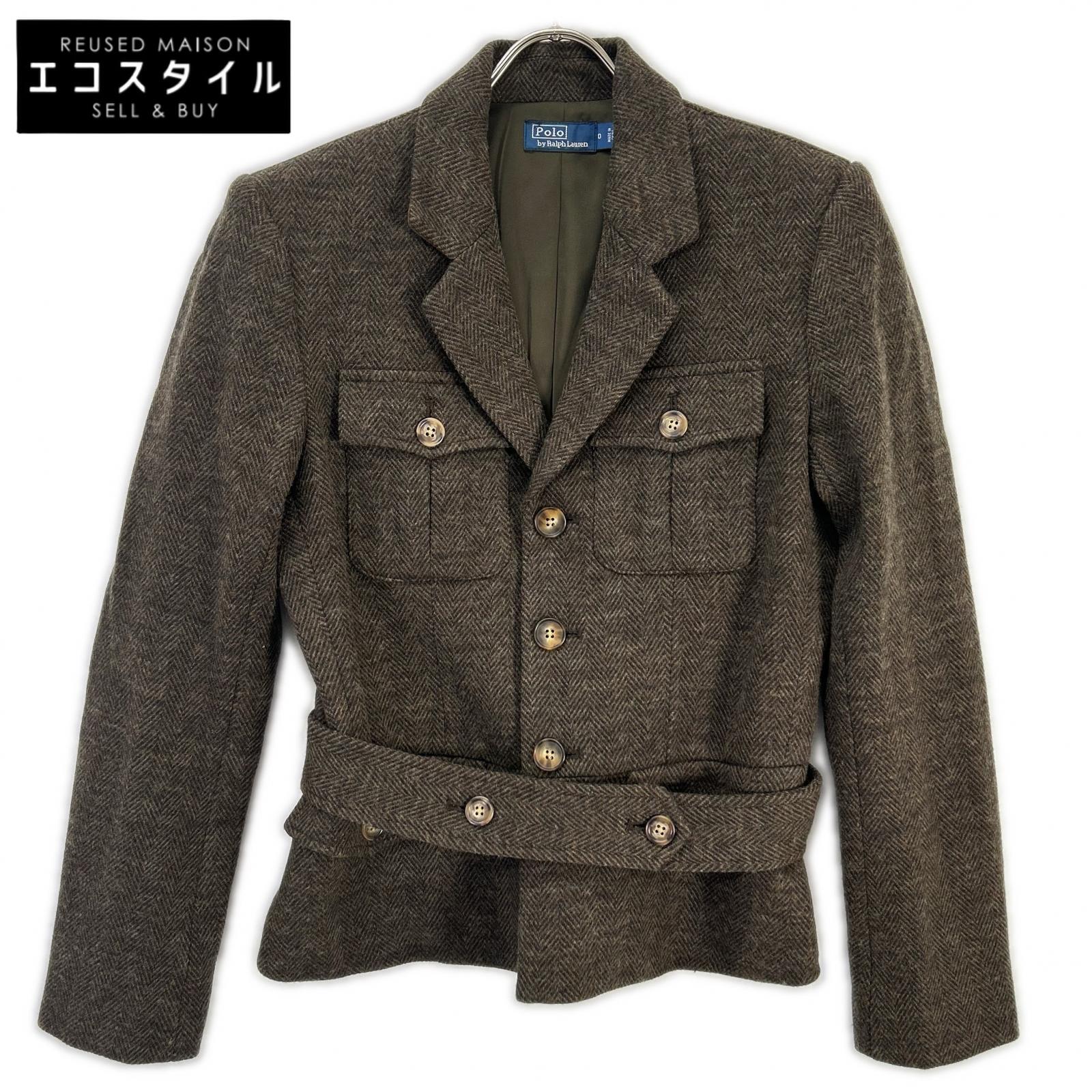 POLO RALPH LAUREN ポロ ラルフローレン 杉綾模様 べルテッドブレザー 211941217001 上衣   0 赤銅色 レディース 【中古】