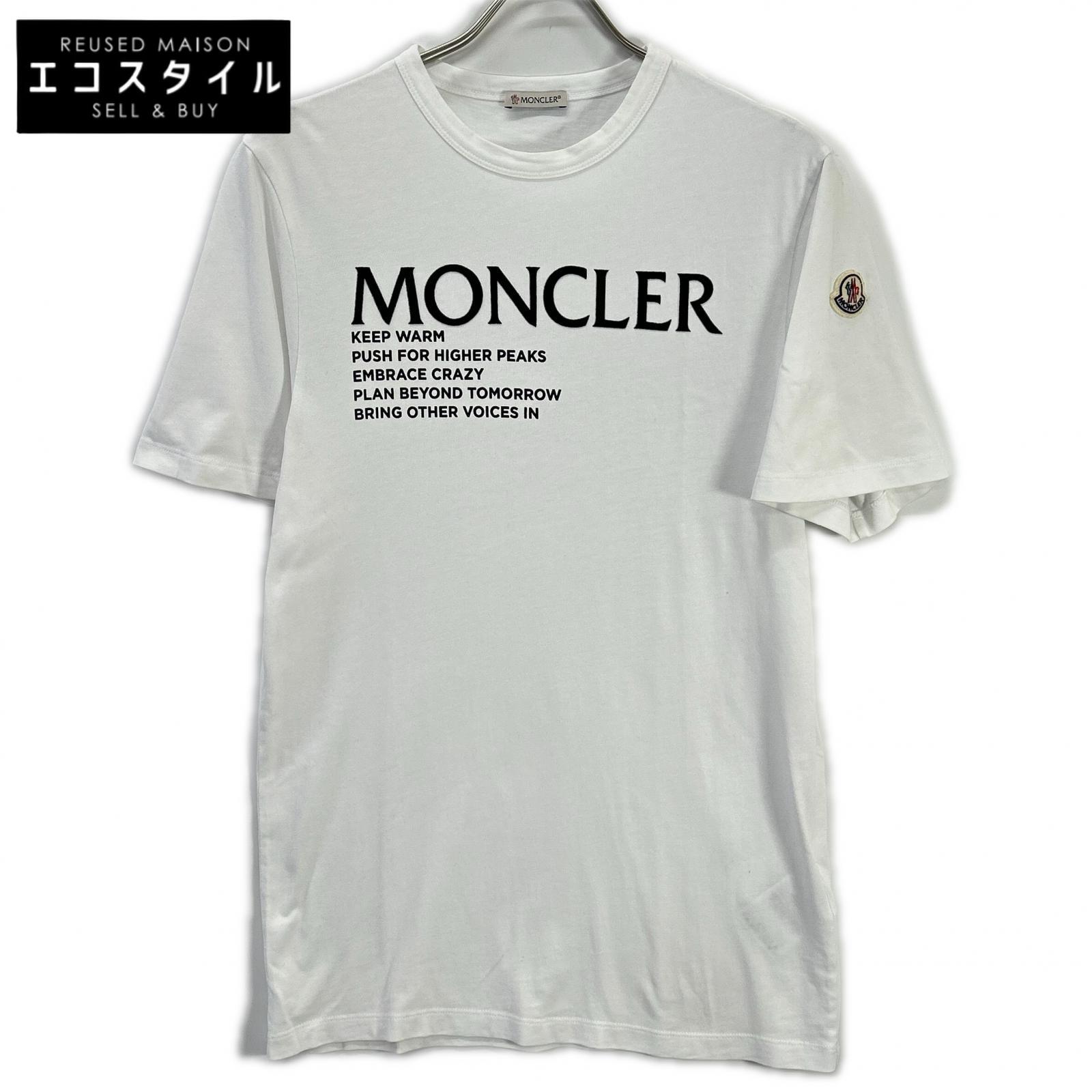 MONCLER モンク軌跡 白いこと G20918C00042 21年製 フロッキー ティーシャツ トップス   X S 白いこと メンズ 【中古】