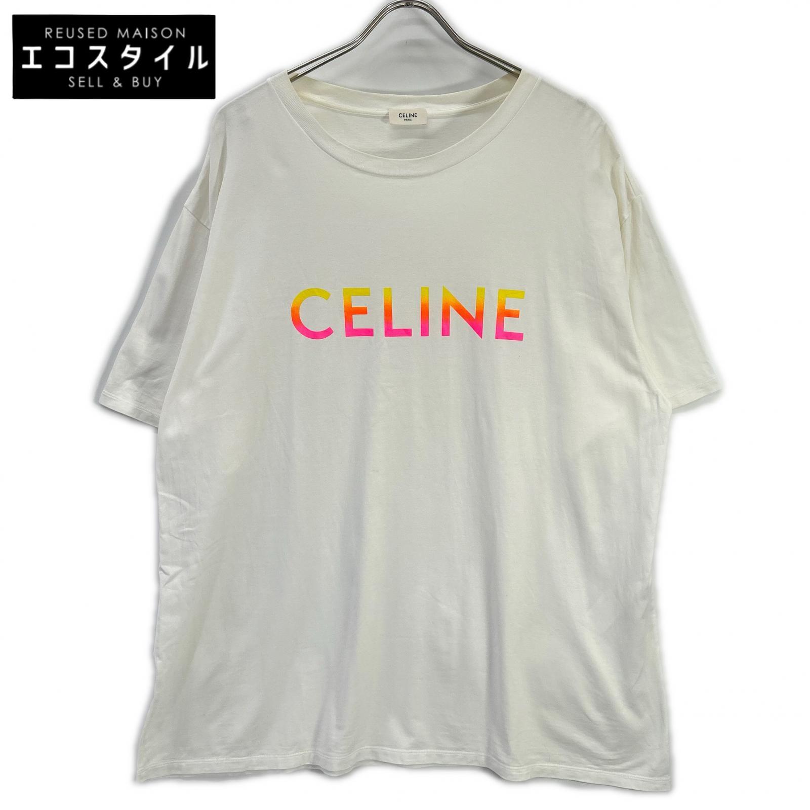 CELINE セリーヌ 22SS 2X10B671Q 古典派音楽ロゴタイプ グラデーションルーズティーシャツ トップス   XXL 白いこと メンズ 【中古】