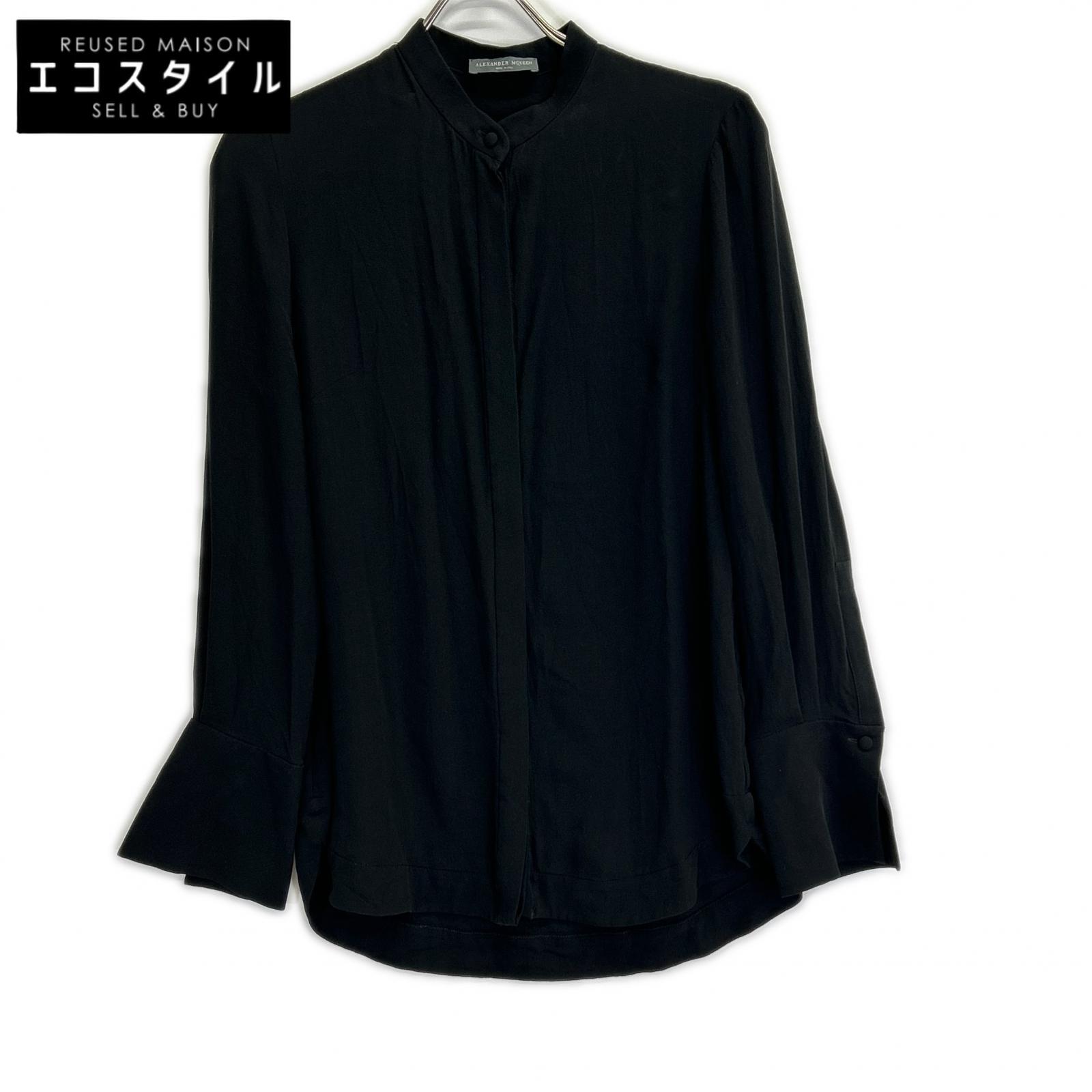 ALEXANDER McQUEEN アレキサンダーマックイーン 506529 黒いこと 絹地100 プルオーバートップ トップス   40 黒いこと レディース 【中古】