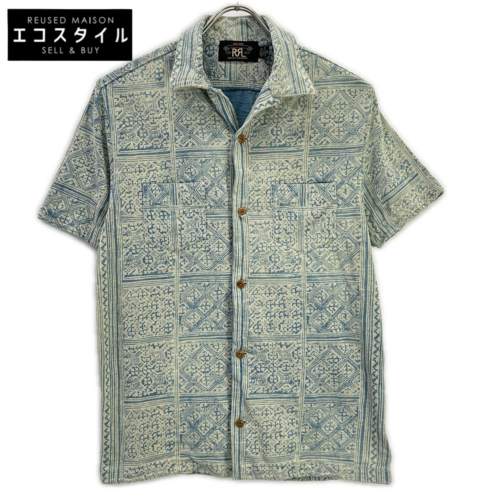 RRL ダブルアールエル MNRRKNI1N820022 インディゴ×皮膚軟化剤 綿織物 Bandana Print Jersey Camp Shirt/バンダナプリント ジャージーキャンプシャツ トップス   XS インディゴ×青碧 メンズ 【中古】