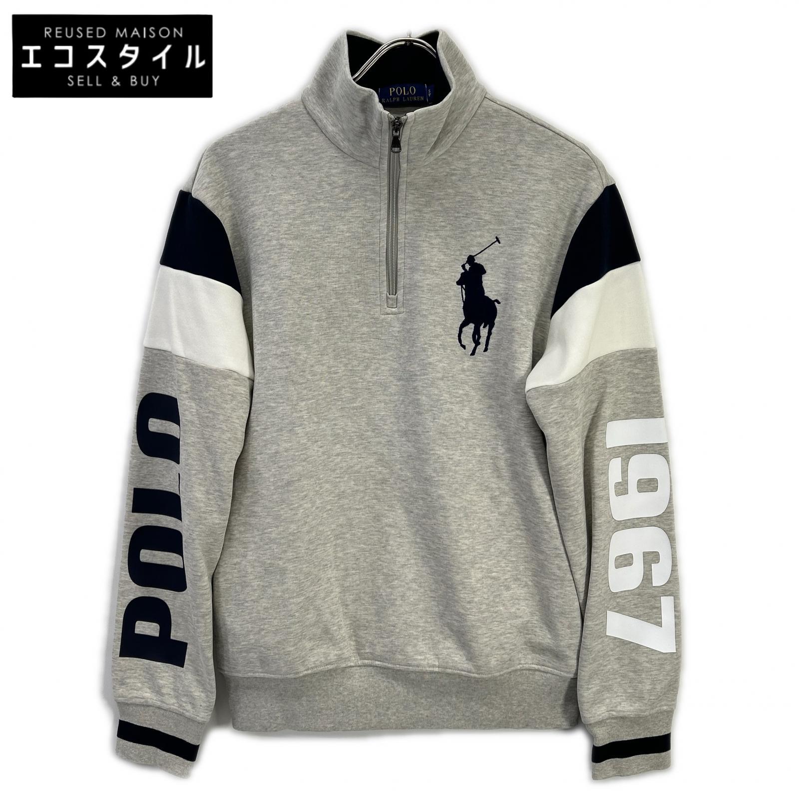 POLO RALPH LAUREN ポロ ラルフローレン 薄墨色 ビッグポニー 綿織物 ハーフジップスウェットプルオーバー トップス   S 薄墨色 メンズ 【中古】