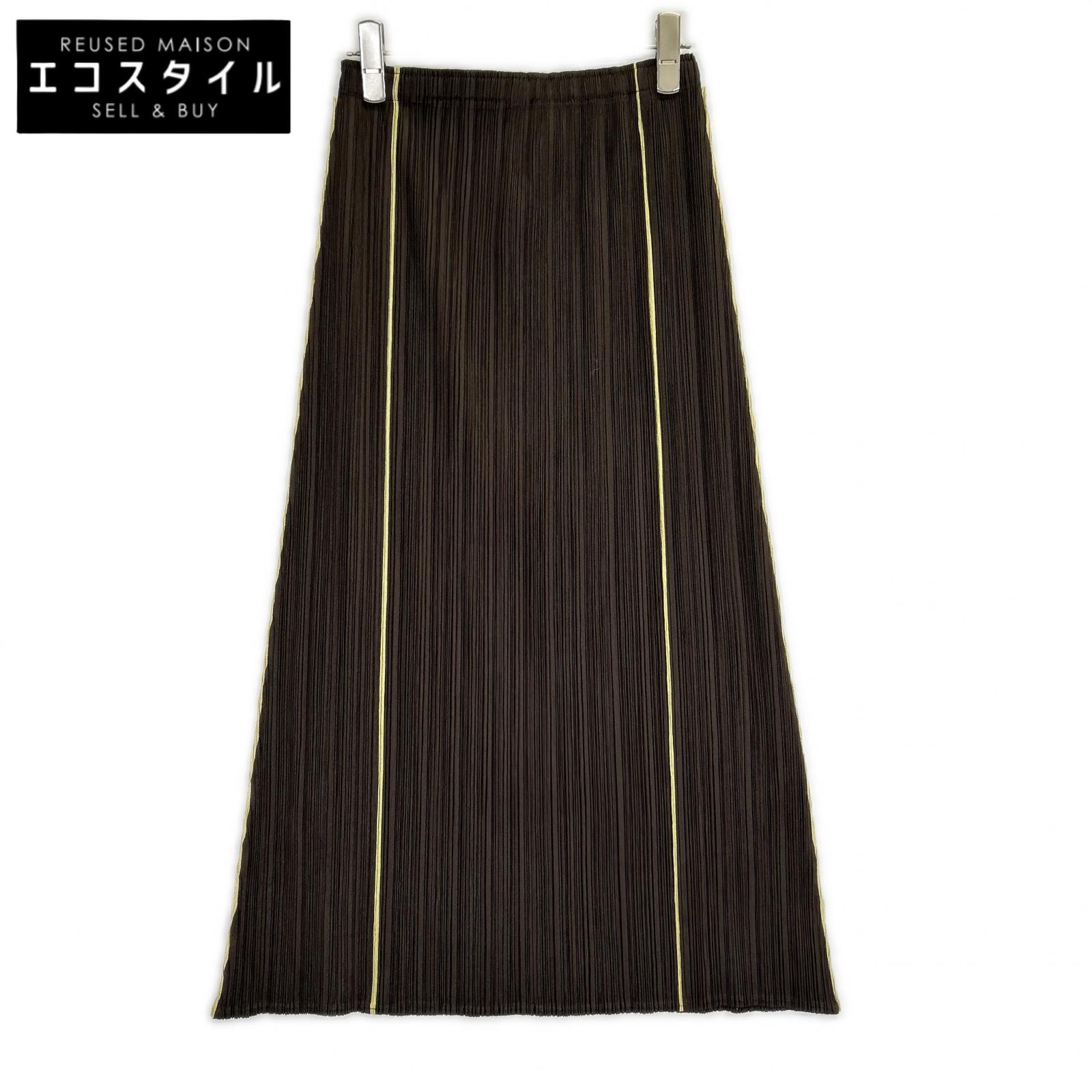 PLEATS PLEASE プリーツプリーズ PP43-JG424 ブラウン ラインデザインロングスカート スカート 3 ブラウン レディース 【中古】｜ブランドリユース エコスタイル
