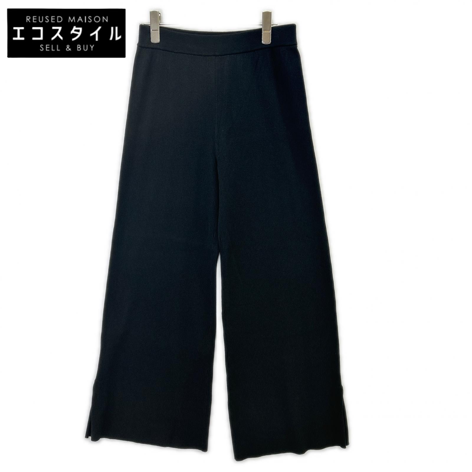 theory luxe セオリーリュクス 黒いこと スリットリブニットワイドパンツ OPUS MILAS ボトムス   38 黒いこと レディース 【中古】