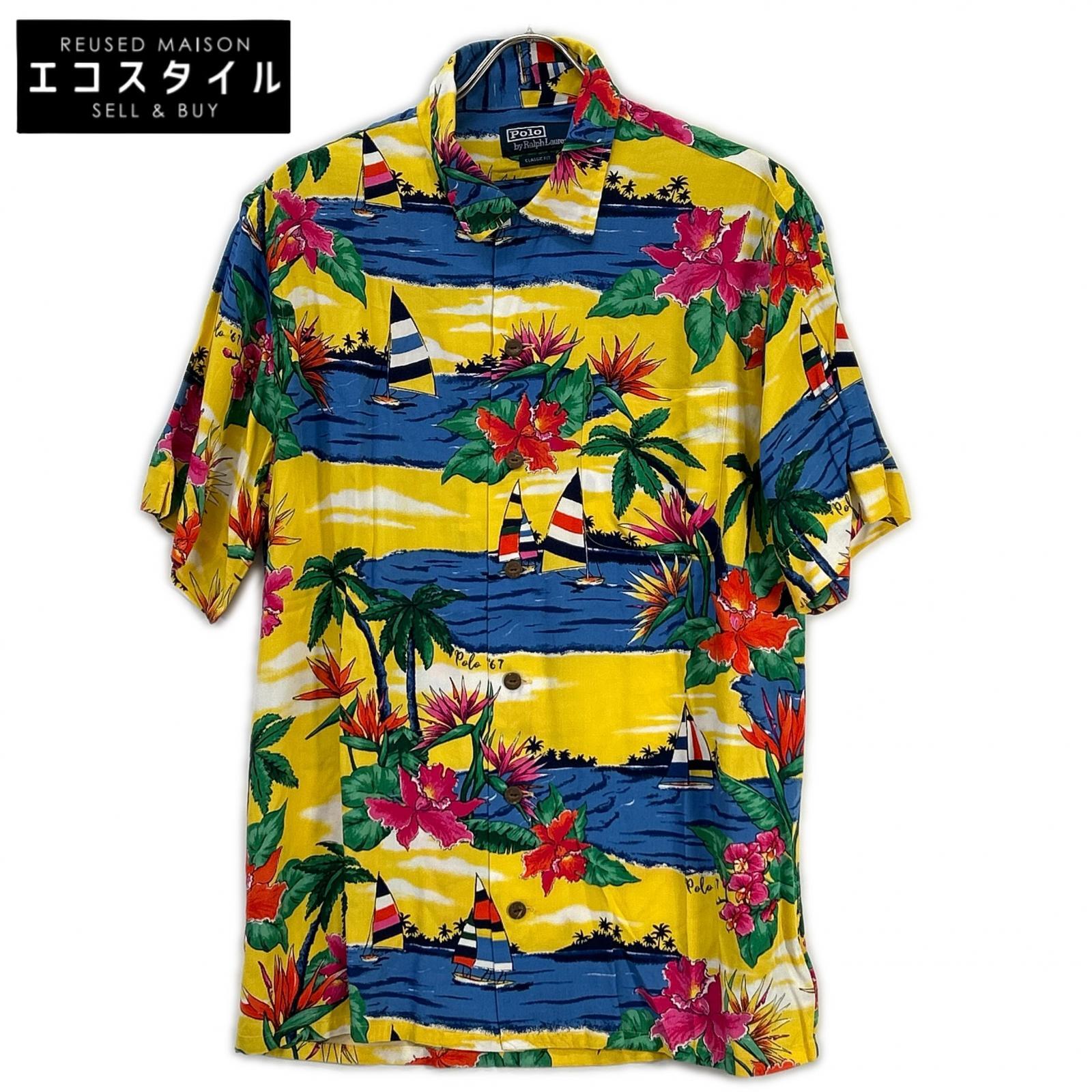 POLO RALPH LAUREN ポロ ラルフローレン 黄色 総柄 アロハシャツ トップス   M 黄色 メンズ 【中古】