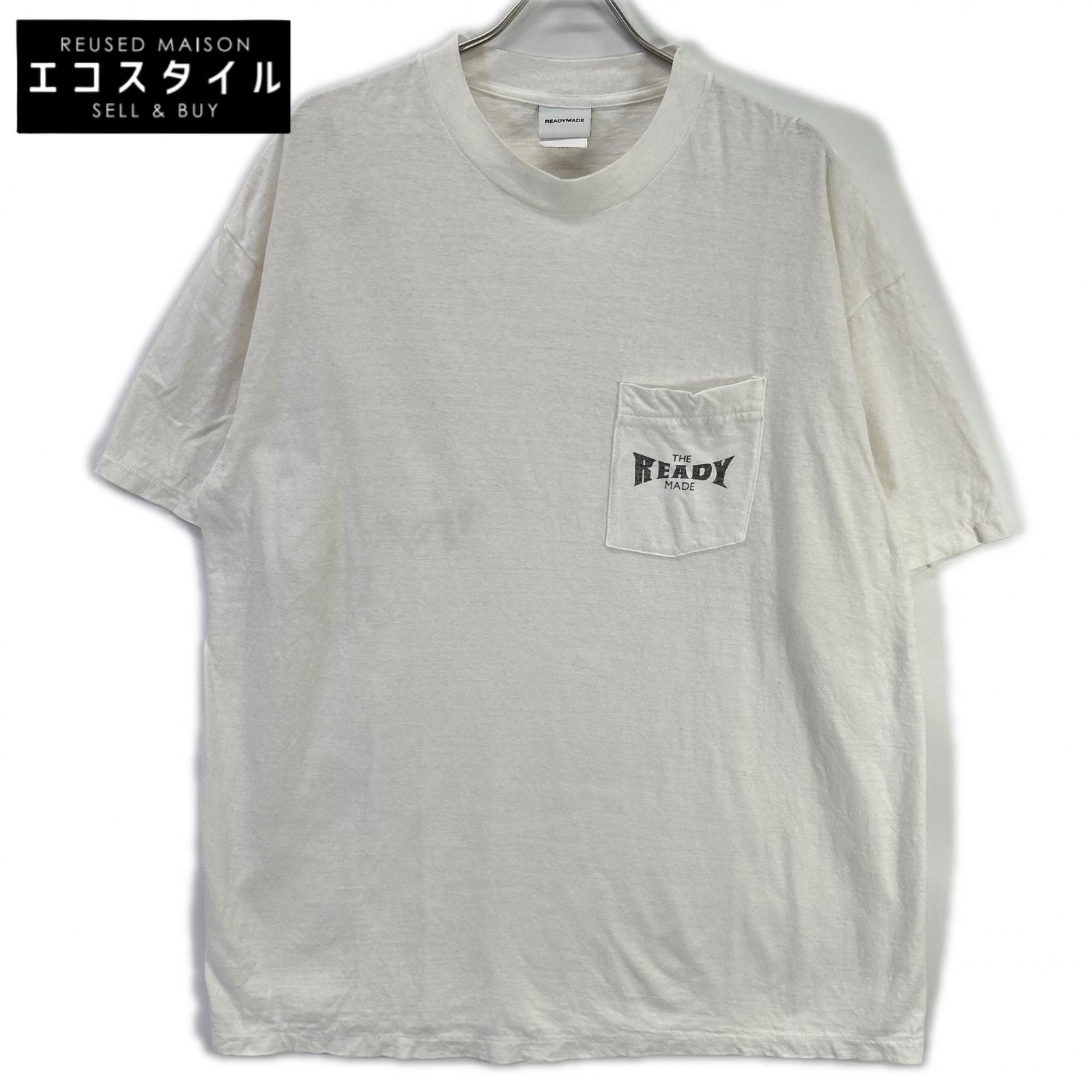 READYMADE 小母さんお手伝いさん RE-CO-WH-00-00-277 白いこと 綿織物 衣嚢 半袖プルオーバー トップス   XL 白いこと メンズ 【中古】