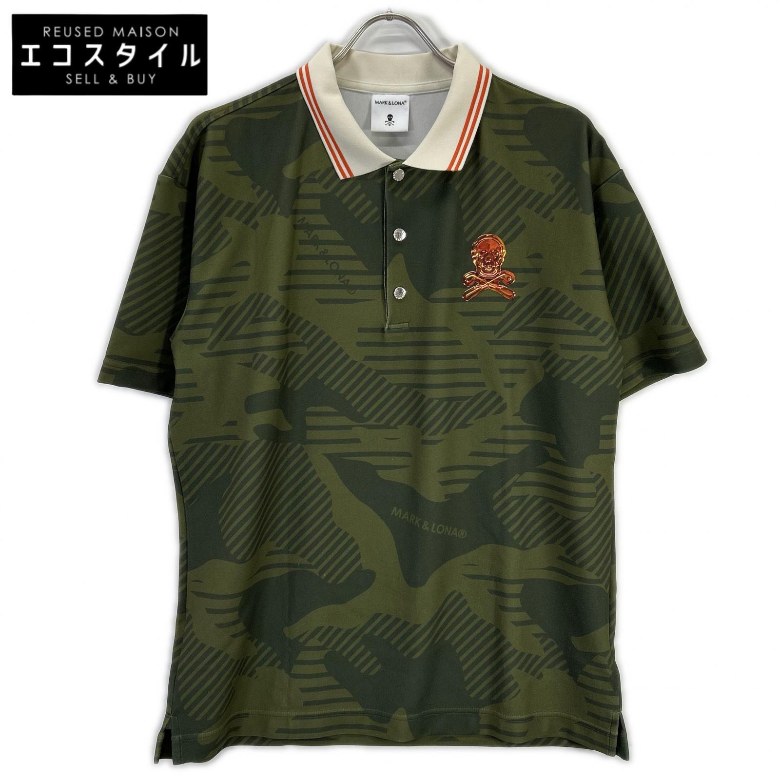 MARK\u0026LONA マークアンドロナ MLM-4B-AP15 緑であること Rival Spounge Polo スポーツシャツ トップス   48 カーキ メンズ 【中古】