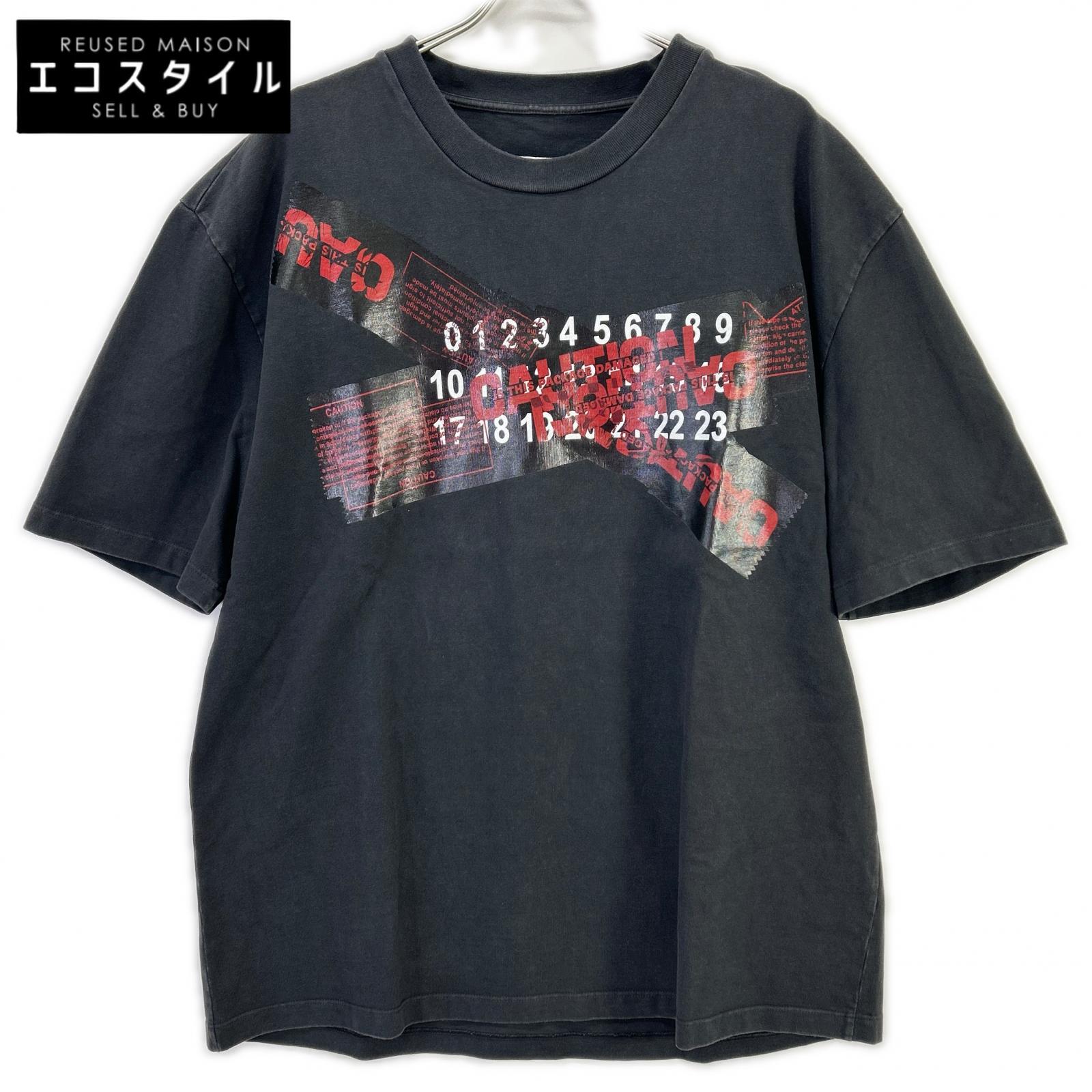 Maison margiela メゾンマルジェラ 黒いこと S50GC0568 19AW Caution ティーシャツ トップス   44 黒いこと メンズ 【中古】