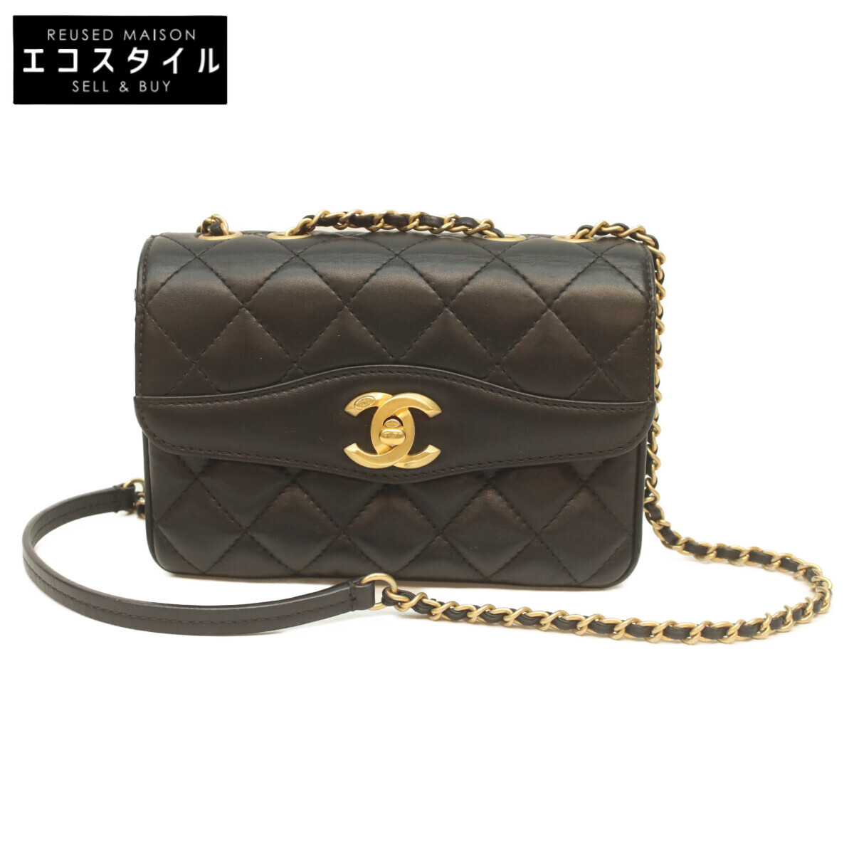 CHANEL シャネル 24番 黒 子ヒツジ ゴールド金具 ココヴィンテージフラップ ミニマトラッセ18 ショルダーバッグ 黒いこと/ゴールド金具 レディース 【中古】