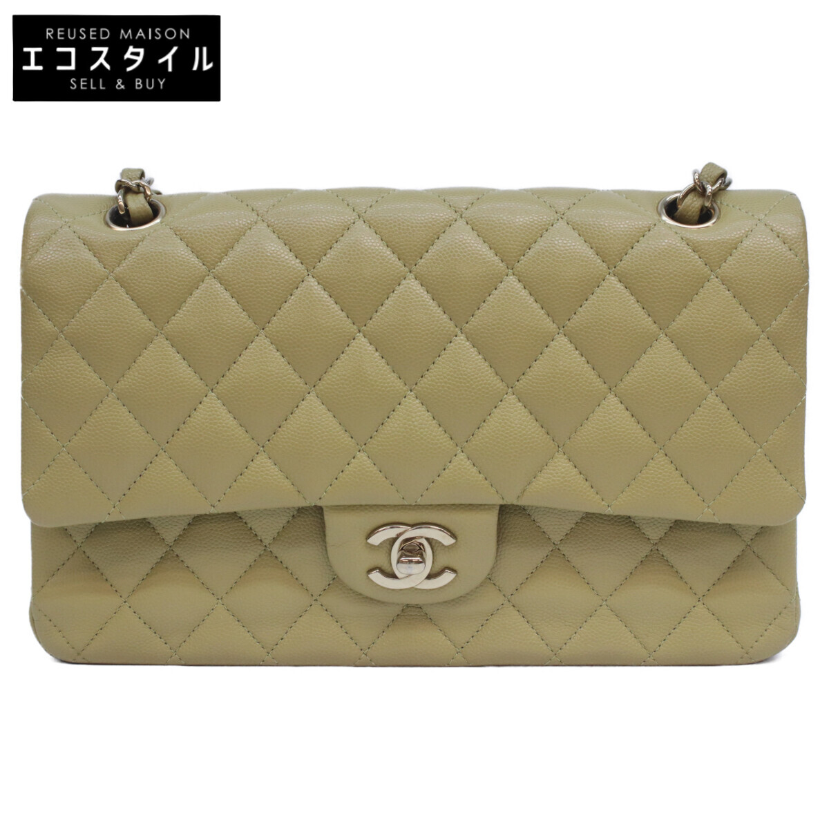 CHANEL シャネル A01112 ピスタチオグリーン キャビア G金具 Wフラップ マトラッセ25 ショルダーバッグ ピスタチオ(グリーン系) レディース 【中古】|ブランドリユース エコスタイル