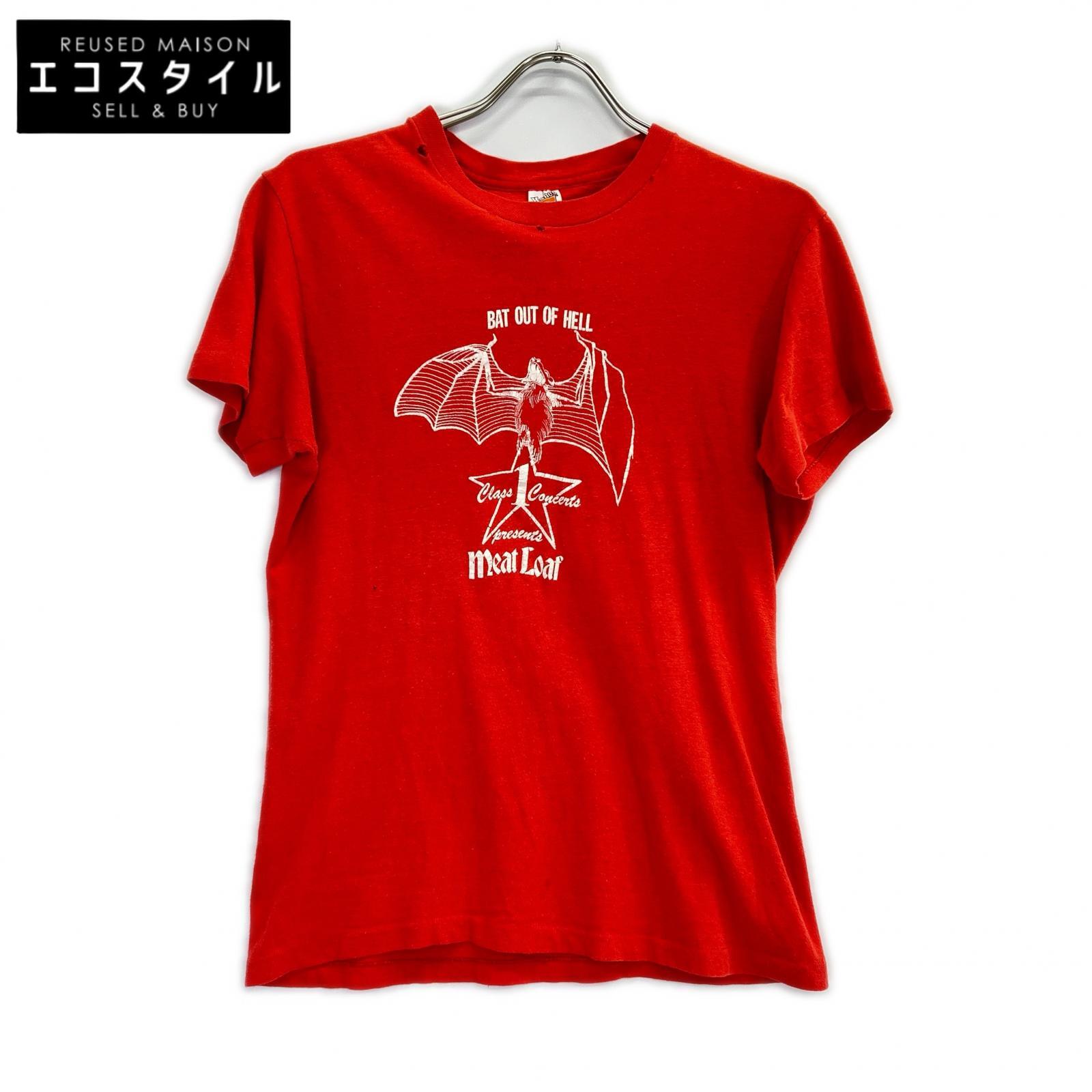 Hanes ヘインズ 80s meat loaf bat out of hell ティーシャツ トップス   M 赤いこと メンズ 【中古】