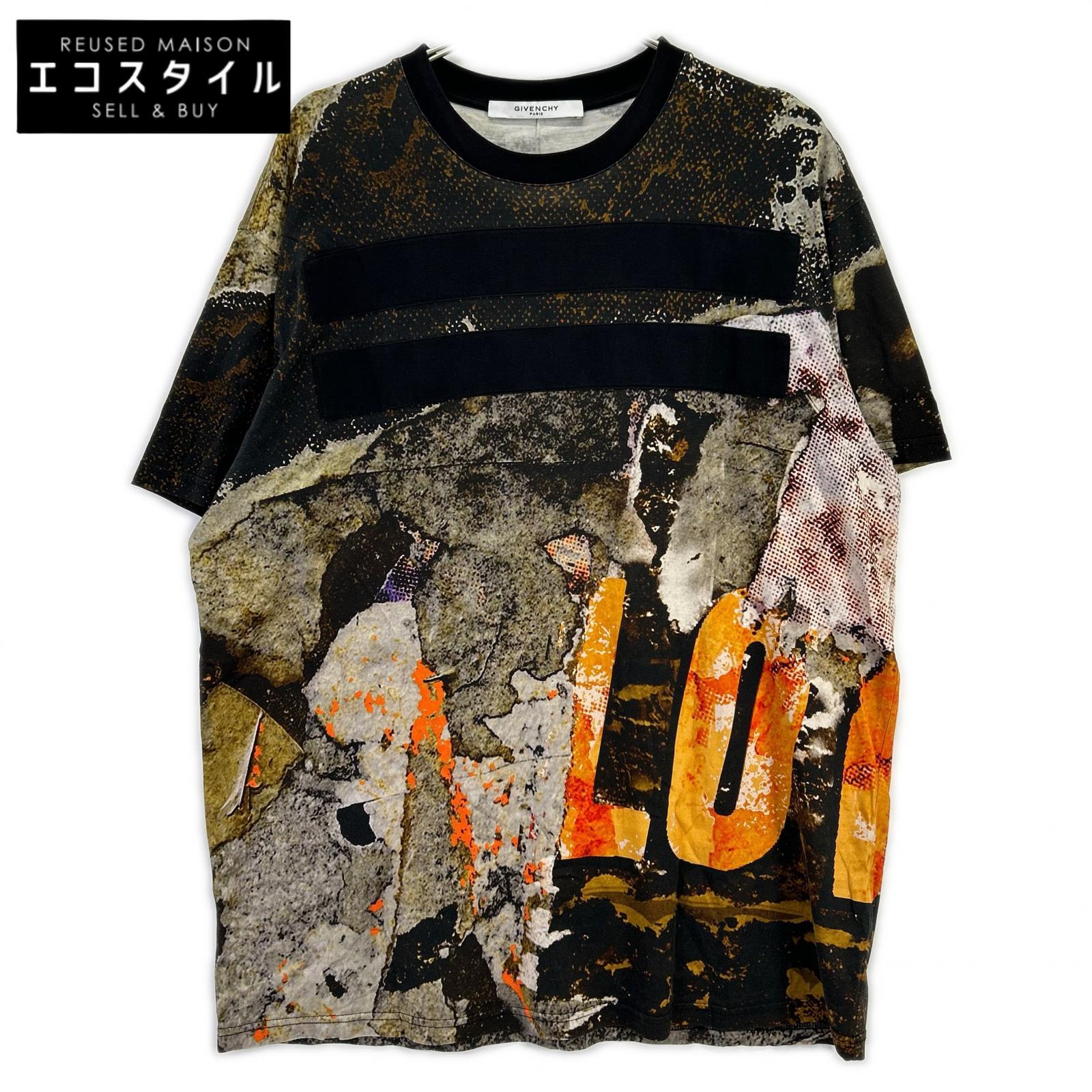 GIVENCHY ジバンシィ 15F 7331 676 グラフィック刷り上げる ティーシャツ トップス   XS 黒いこと×白いこと メンズ 【中古】
