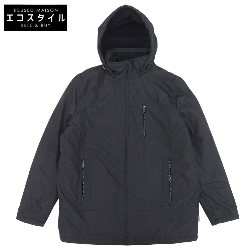 CalvinKlein カルバンクライン フリースレイヤード フーデッドミディアムナイロンジャケット メンズ ブラック L CM801073 ジャケット L ブラック メンズ 【中古】|ブランドリユース エコスタイル