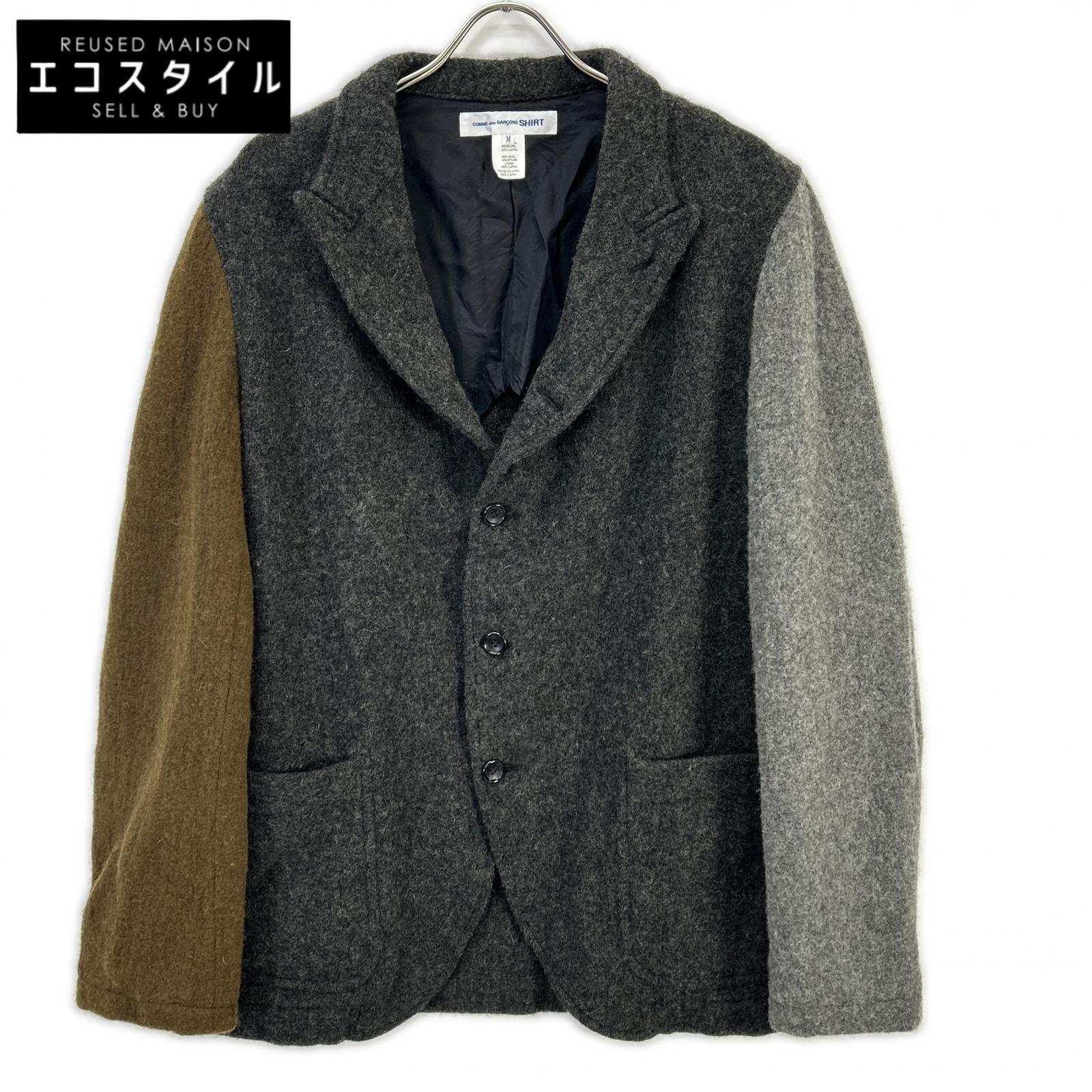 COMMEdesGARCONS SHIRT コムデギャルソンシャツ FL-J004 WOOL NYLON SERGE GARMENT MILLED JACKET ジャケット M グレー メンズ 【中古】|ブランドリユース エコスタイル