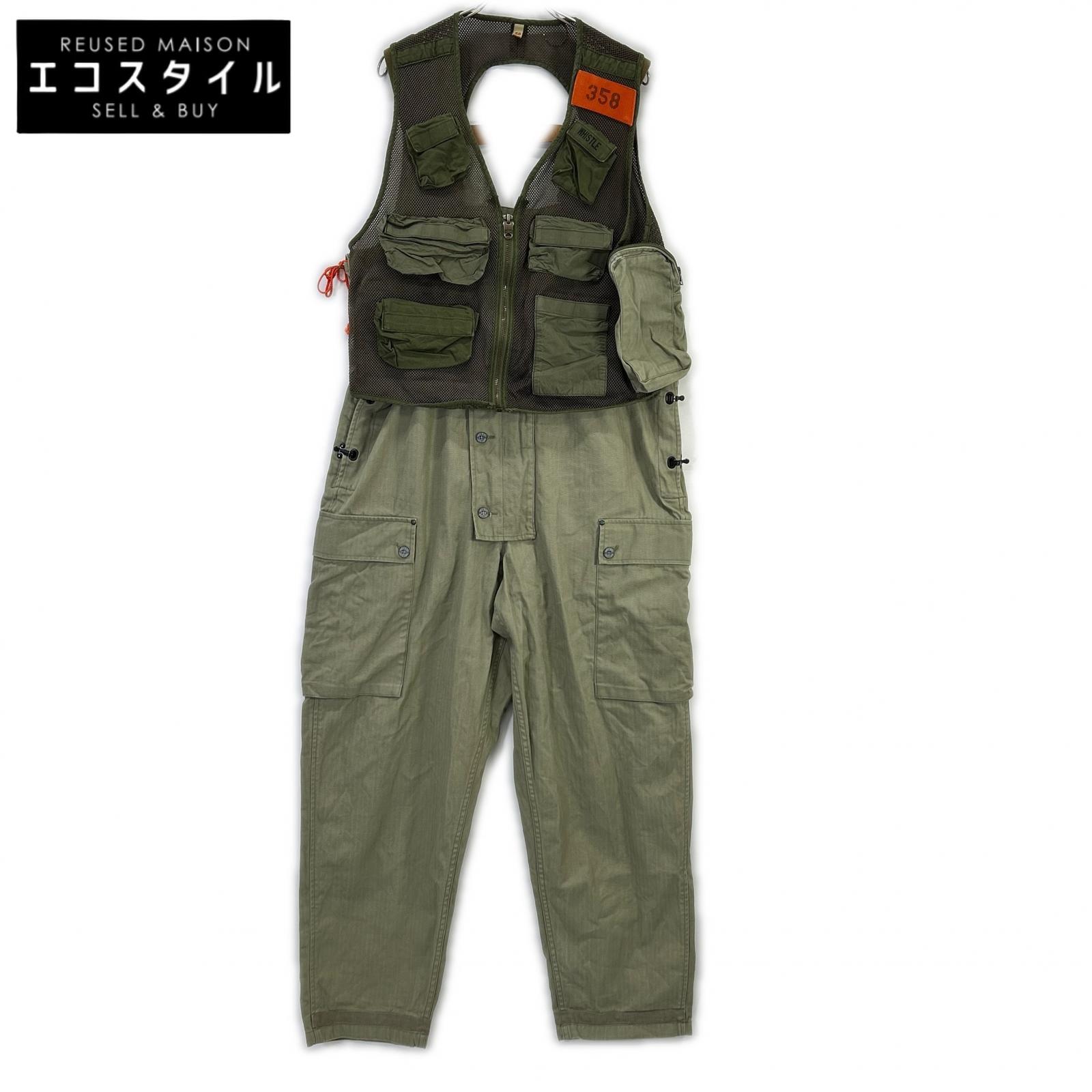 NIGEL CABOURN ナイジェルケーボン ×メゾンミハラヤスヒロ 8040-39-50500 SURVIVAL DUNGAREE 厚地の外套櫂 オールインワン   50 カーキ メンズ 【中古】