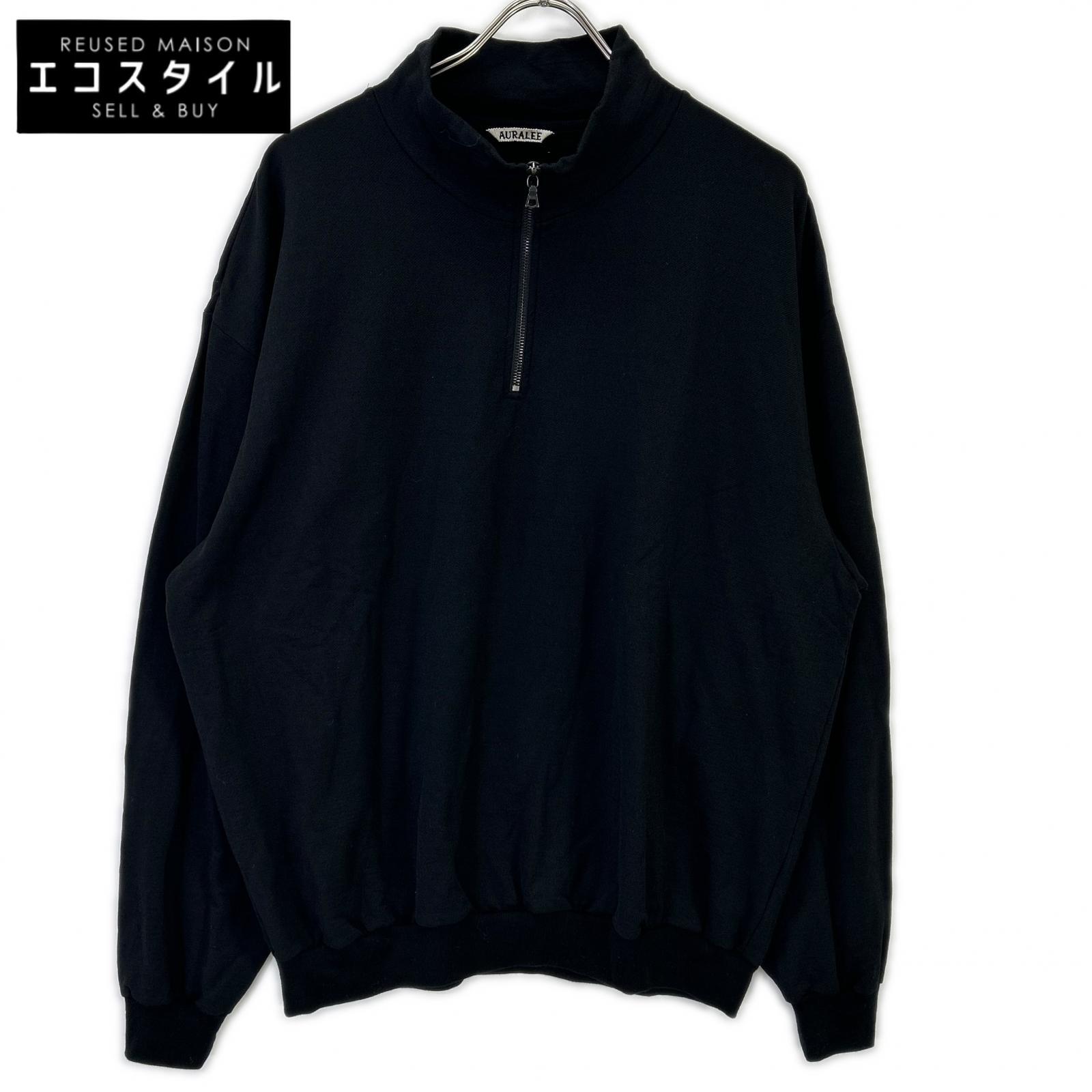 AURALEE オーラリー A25AP01WU 黒いこと LIGHT WOOL SWEAT HALF ZIP トップス   5 黒いこと メンズ 【中古】
