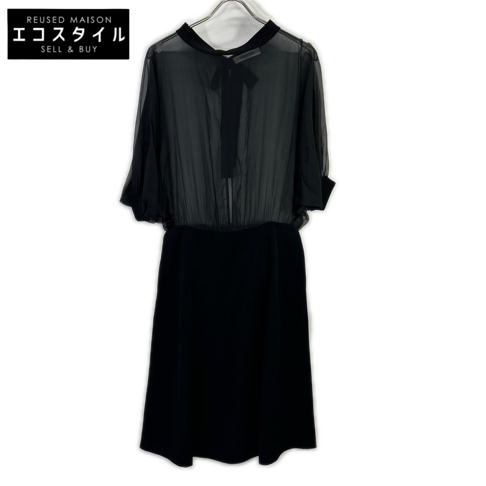 VALENTINO ヴァレンティノ 黒いこと シアーシャツ 編み物うつり変わり 衣装お召しもの 衣装   M 黒いこと レディース 【中古】