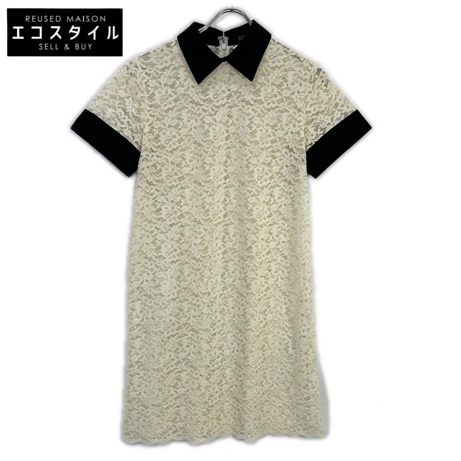 BARNEYSNEWYORK バーニーズニューヨーク アイボリー レース&times;サテン 襟付き ミニドレス ワンピース ワンピース 36 アイボリー レディース 【中古】｜ブランドリユース エコスタイル