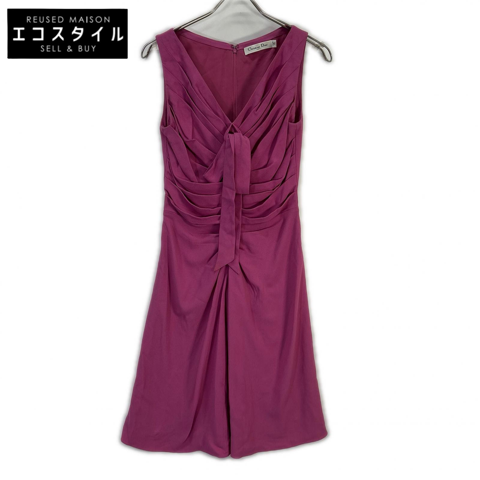 Christian Dior クリスチャンディオール 2C21674A1506 ピンク ノースリーブ ドレープドレス ワンピース 36 ピンク レディース 【中古】｜ブランドリユース エコスタイル