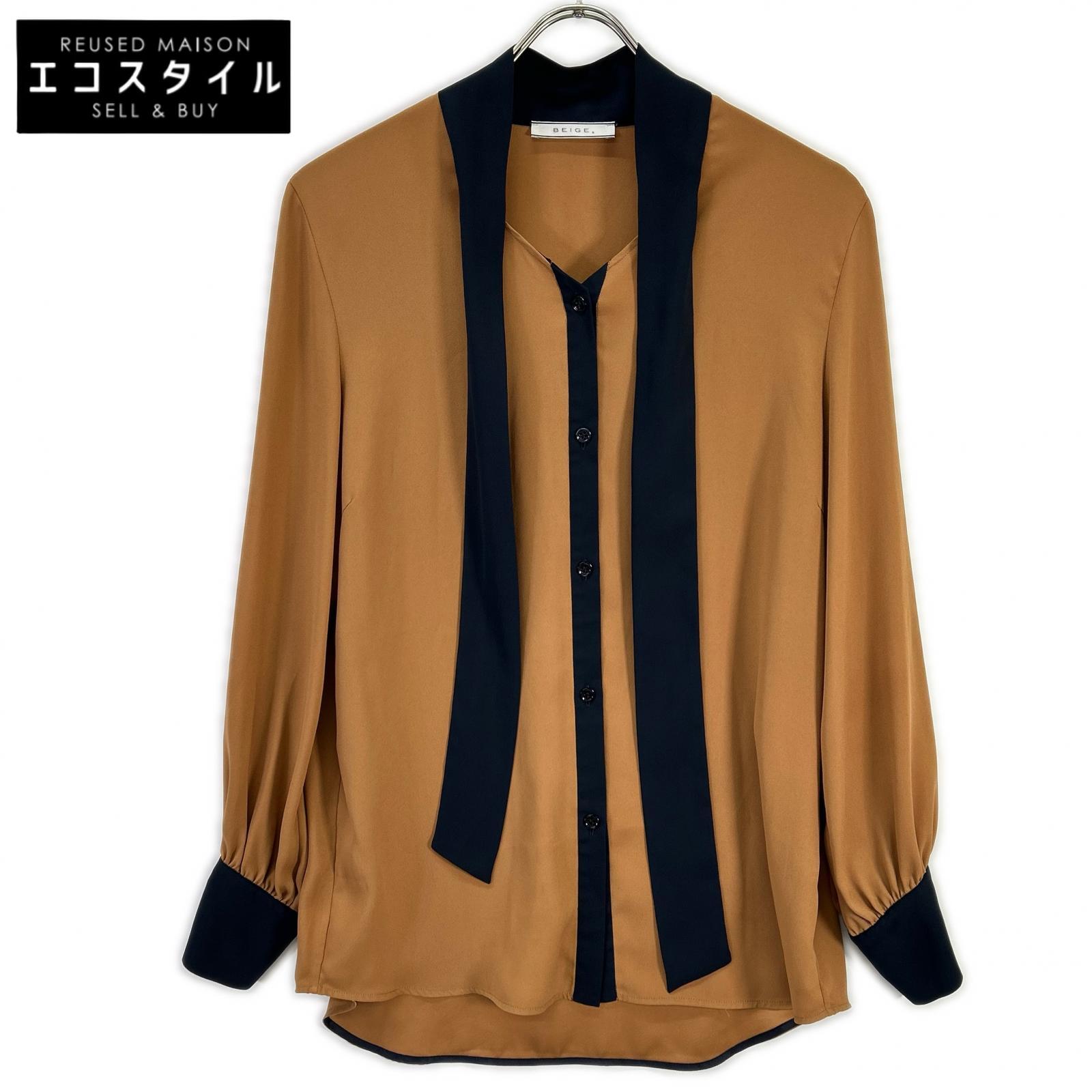 BEIGE ベイジ ブラウン×ネイビー MAKALU ボウタイブラウス トップス 6 ブラウン×ネイビー レディース 【中古】|ブランドリユース エコスタイル