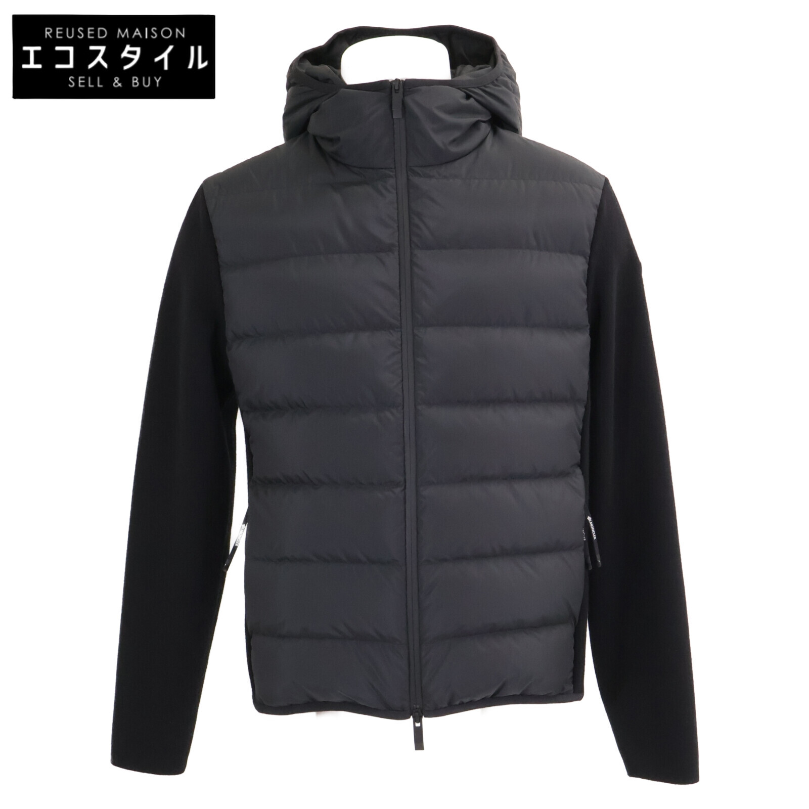MONCLER モンクレール 【美品/23年製】J20919B00010 CARDIGAN TRICOT ニット/ナイロン切替 フーディダウンジャケット ジャケット S ブラック メンズ 【中古】|ブランドリユース エコスタイル