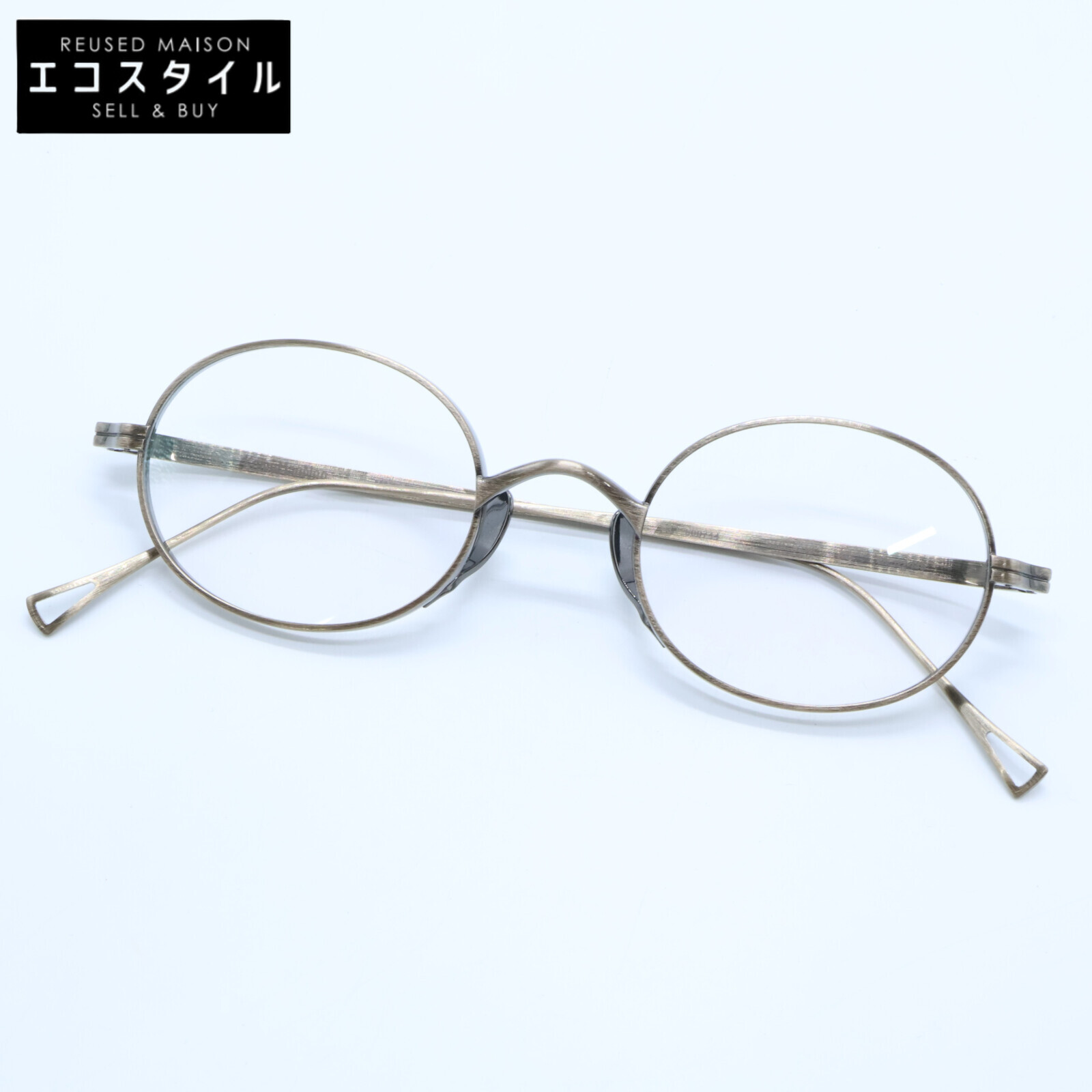 KameManNen カメマンネン 【美品】KMN9918 AG TITANIUM オーバルシェイプ アイウェア 眼鏡 48□22-145 アンティークゴールド 【中古】|ブランドリユース エコスタイル