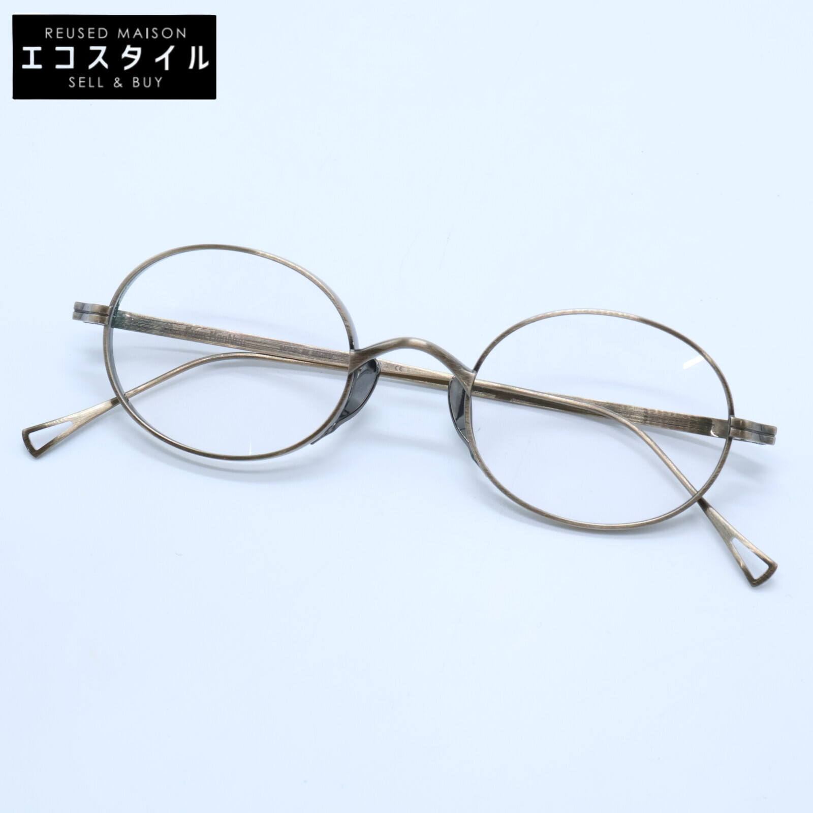 KameManNen カメマンネン 【美品】KMN9918 AG TITANIUM オーバルシェイプ アイウェア 眼鏡 48□22-145 アンティークゴールド 【中古】|ブランドリユース エコスタイル