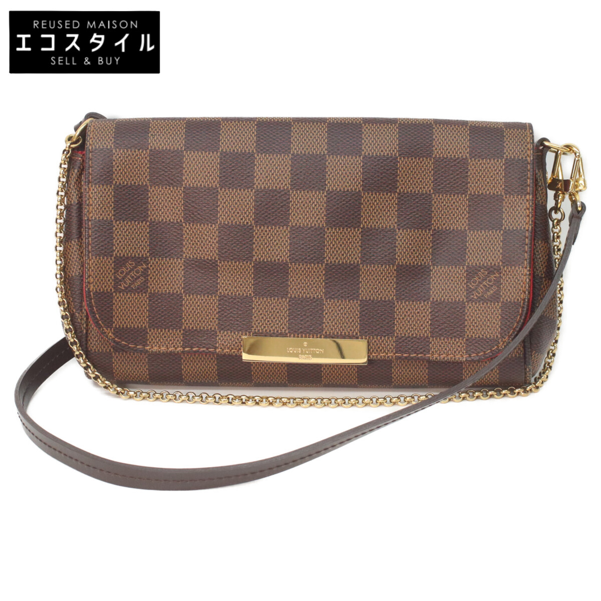 LOUIS VUITTON ルイヴィトン N41276 ダミエ フェイボリットPM ショルダーバッグ 赤銅色 レディース 【美品】
