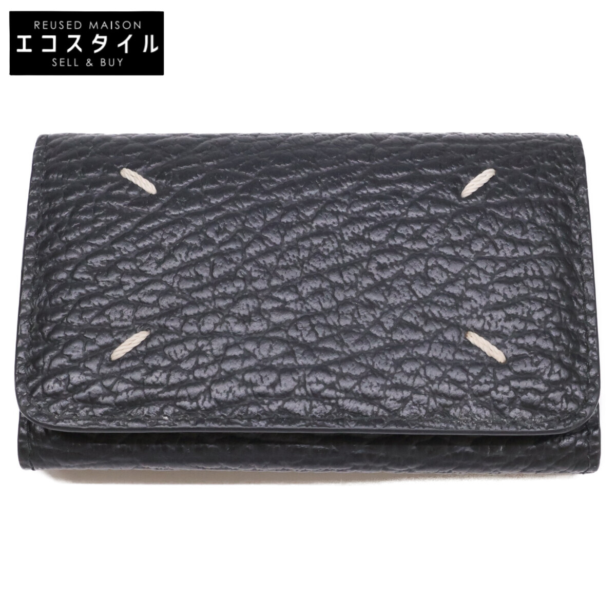 Maison margiela メゾンマルジェラ 11 SA3UA0001 P4455 T8013 4ステッチ グレイニーレザー キーケース ブラック メンズ 【中古】｜ブランドリユース エコスタイル