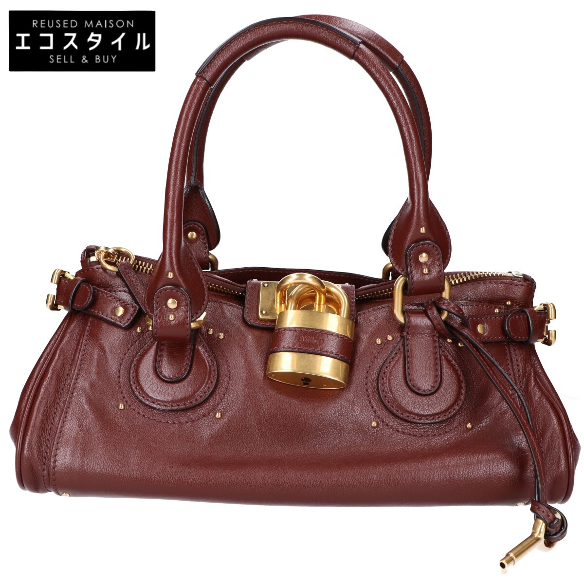 Chloe クロエ CH25WS802P7527M 桜んぼう赤銅色 パディントングレインレザー製 Paddington 御徒面子 ハンドバック   - 桜んぼう赤銅色 レディース 【中古】