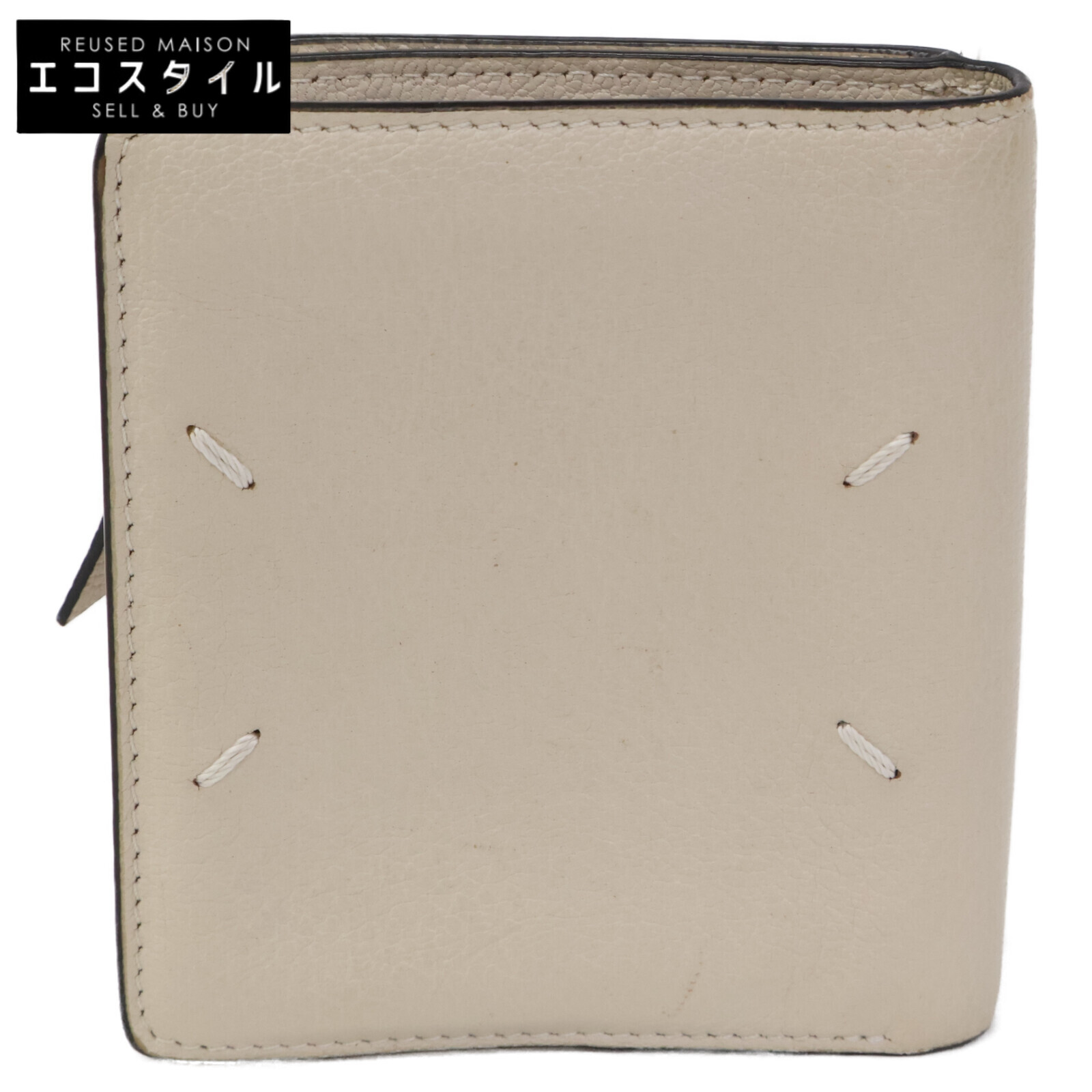 Maison Margiela メゾンマルジェラ 【23年製】SA1UI0009 ゴートレザー フリップ下げ翼 ウォレット 二つ折り紙入れ（御釣り入れあり）   象牙色 メンズ 【中古】