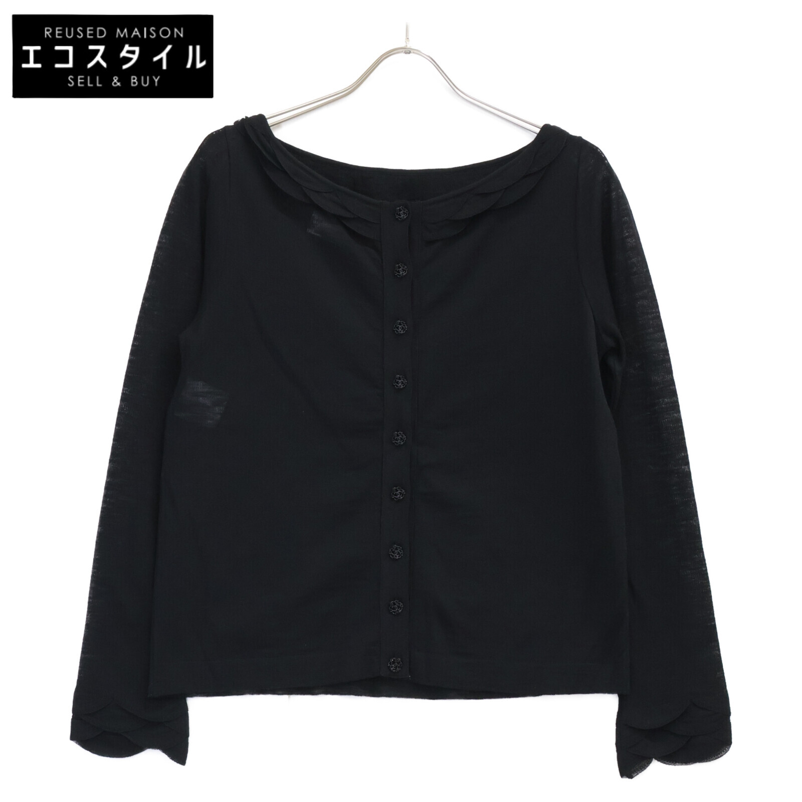 CHANEL シャネル 【美品/国内正規】P41346K03034 バック ココマークボタン ニットセーター トップス 38 ブラック レディース 【中古】｜ブランドリユース エコスタイル