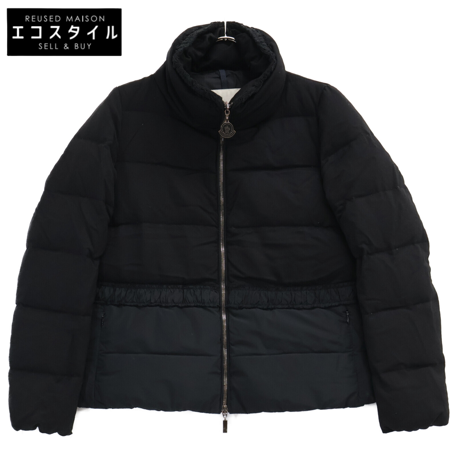 MONCLER モンクレール ARGENTEE ウールｘナイロン切替 ダウンジャケット 0 ブラック レディース 【中古】｜ブランドリユース エコスタイル 42,829円