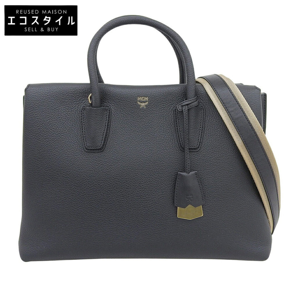 MCM エムシーエム MILLA ミラ 2WAY ハンドバッグ レディース ブラック×ゴールド MWT6AMA03BK001 ブラック ハンドバッグ ブラック レディース 【中古】|ブランドリユース エコスタイル