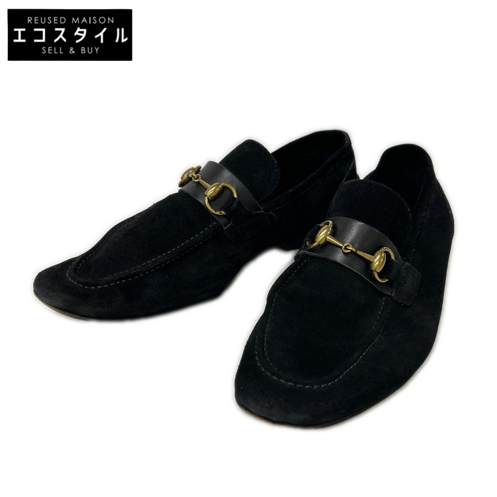 GUCCI グッチ 105857 スエード ホースビット ローファー シューズ 41E ブラック メンズ 【中古】｜ブランドリユース エコスタイル