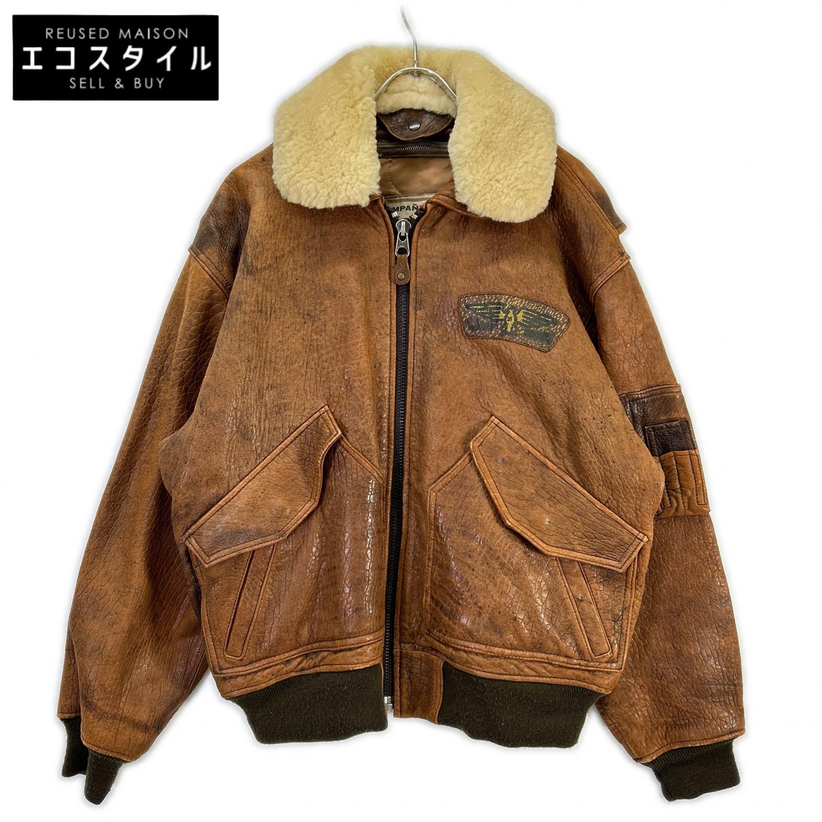 VINTAGE ヴィンテージ 【AEROPOSTAL】ブラウン レザー ボア フライトジャケット ジャケット ブラウン メンズ 【中古】｜ブランドリユース エコスタイル