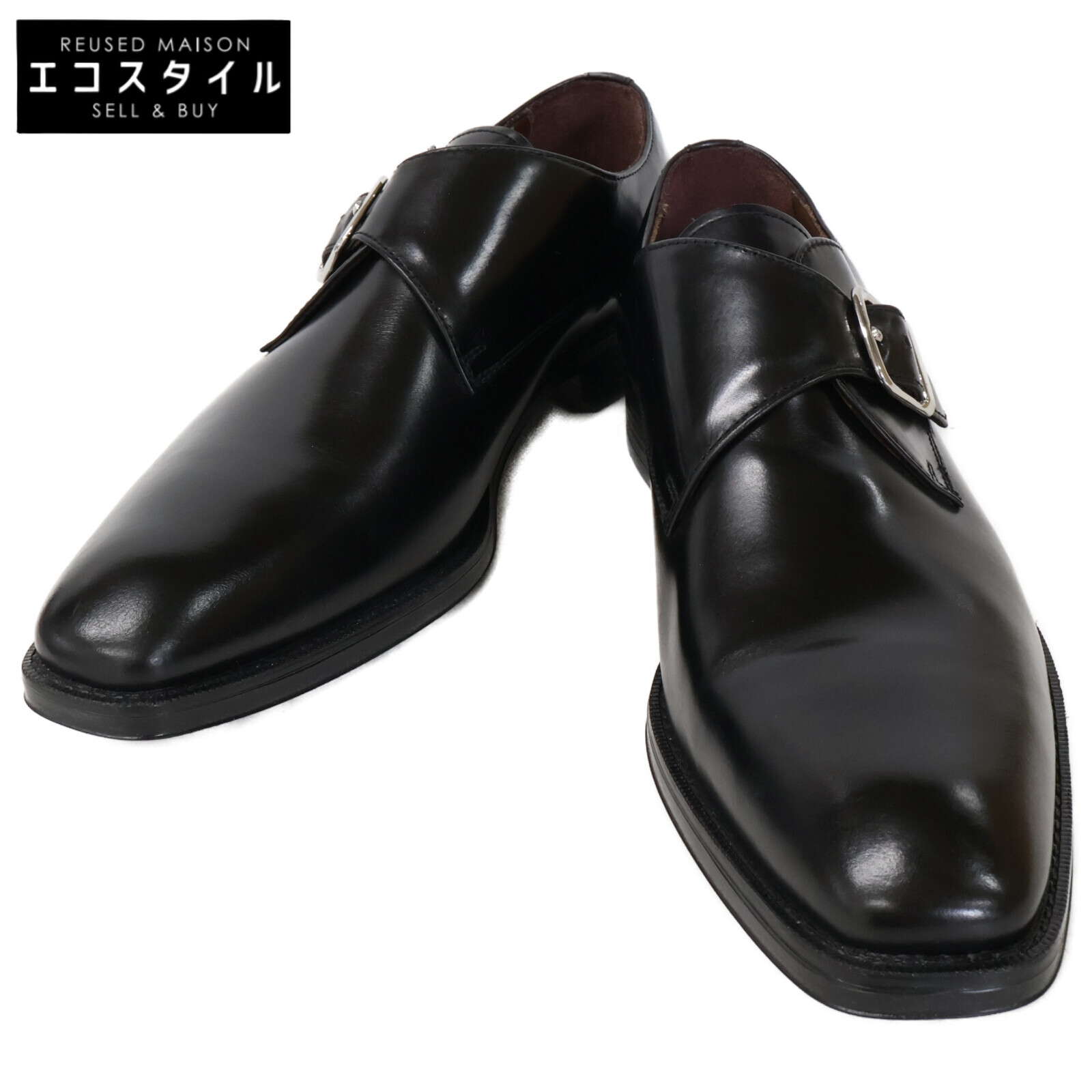 GIANCARLO MORELLI ジャンカルロモレリ 【美品】GM01244 レザー モンクストラップ シューズ シューズ 25-25.5 ブラック メンズ 【中古】｜ブランドリユース エコスタイル