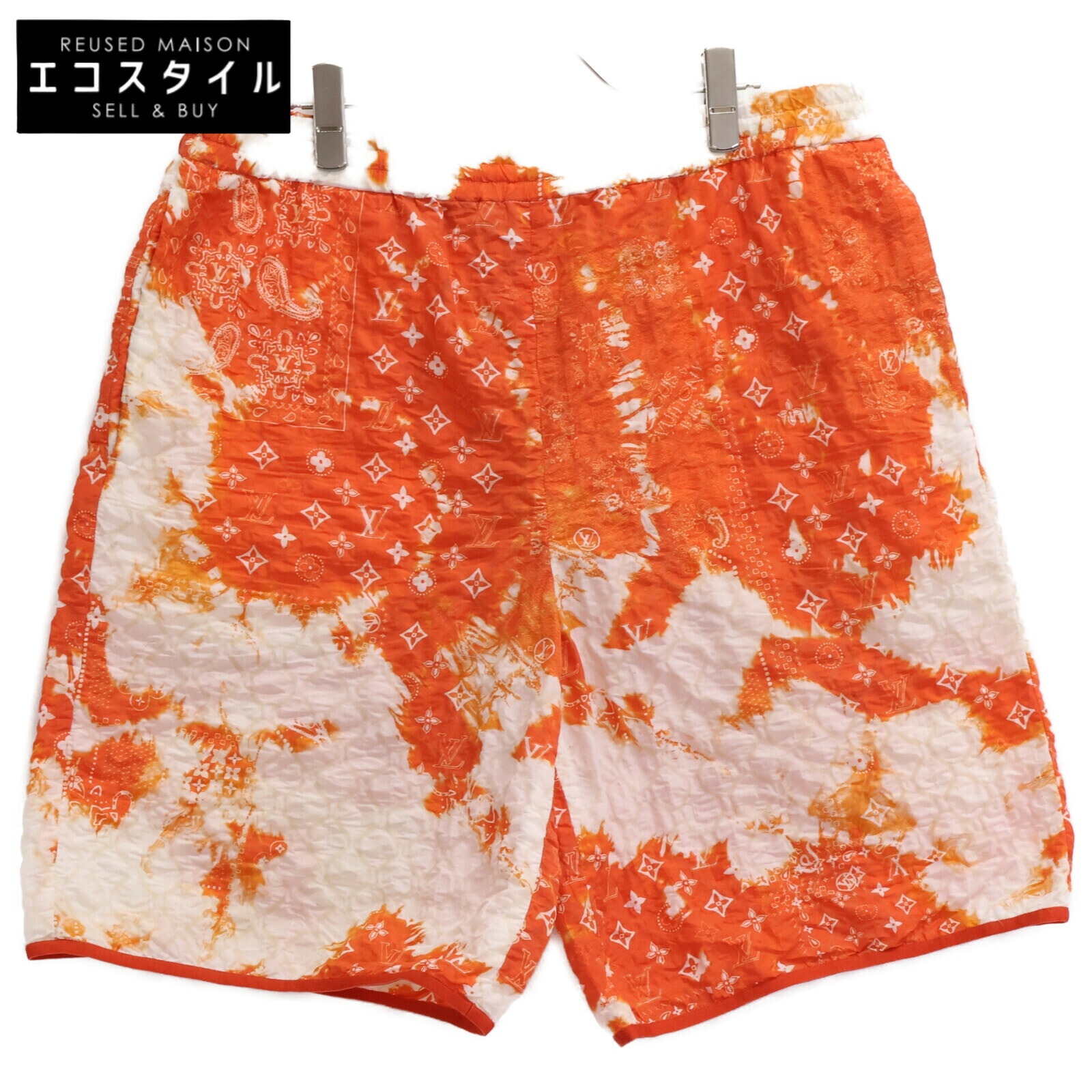 LOUIS VUITTON ルイヴィトン 【国内正規】RM222M NW1 HNP15W モノグラムバンダナ ブリーチ加工 ハーフパンツ ボトムス M オレンジ メンズ 【中古】｜ブランドリユース エコスタイル