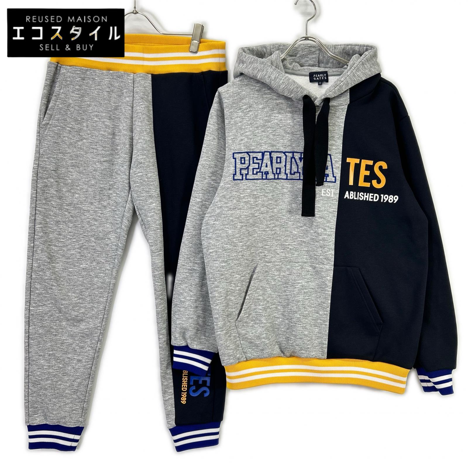 PEARLY GATES パーリーゲイツ 24年製 053-4162001 裏起毛 スウェットパーカーセットアップ スーツ セットアップ 6 グレー&times;ブラック メンズ 【中古】｜ブランドリユース エコスタイル 28,409円