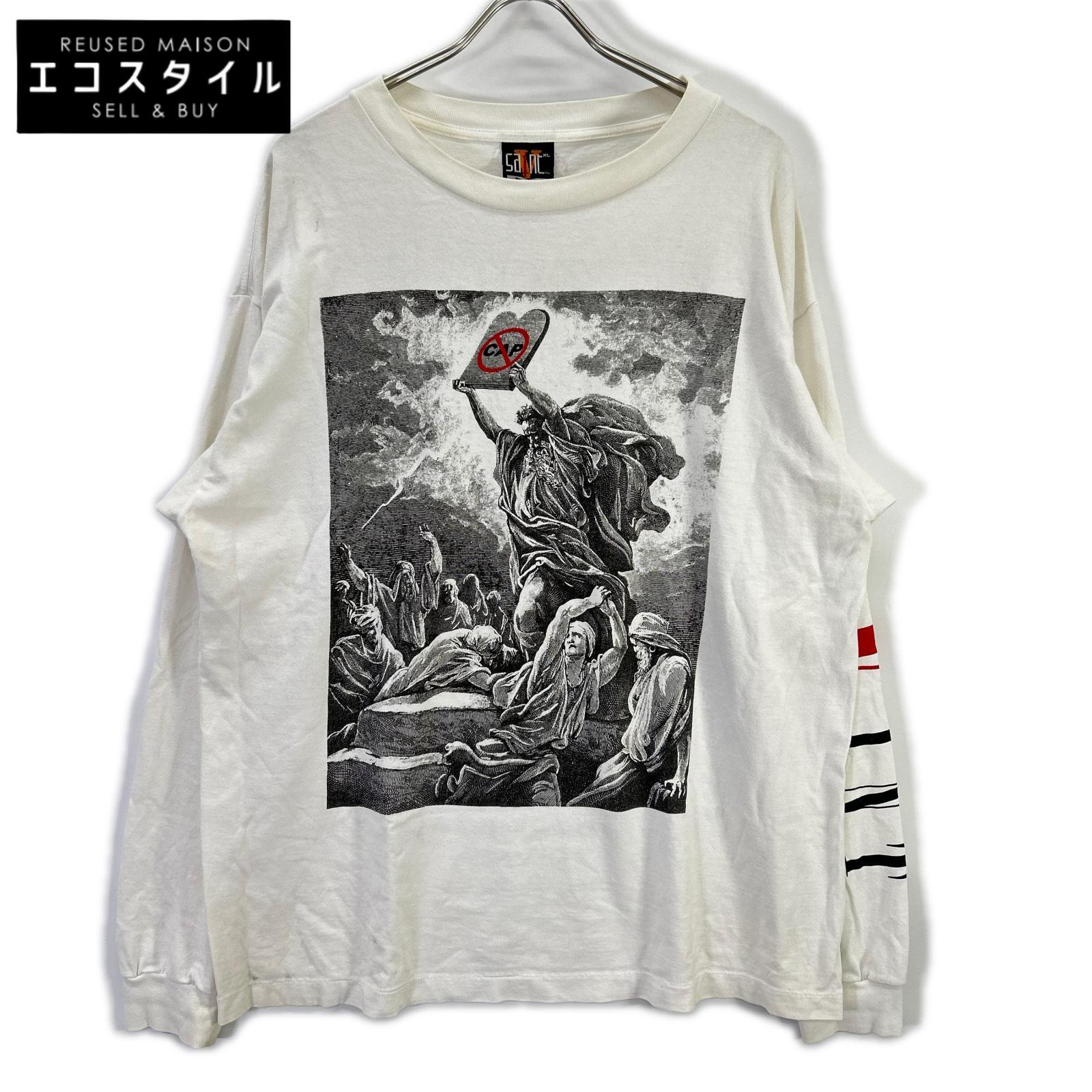SAINT MICHAEL セントマイケル SM-S22-0000-069 LS TEE VLONE ロングスリーブTシャツ トップス XL ホワイト メンズ 【中古】｜ブランドリユース エコスタイル