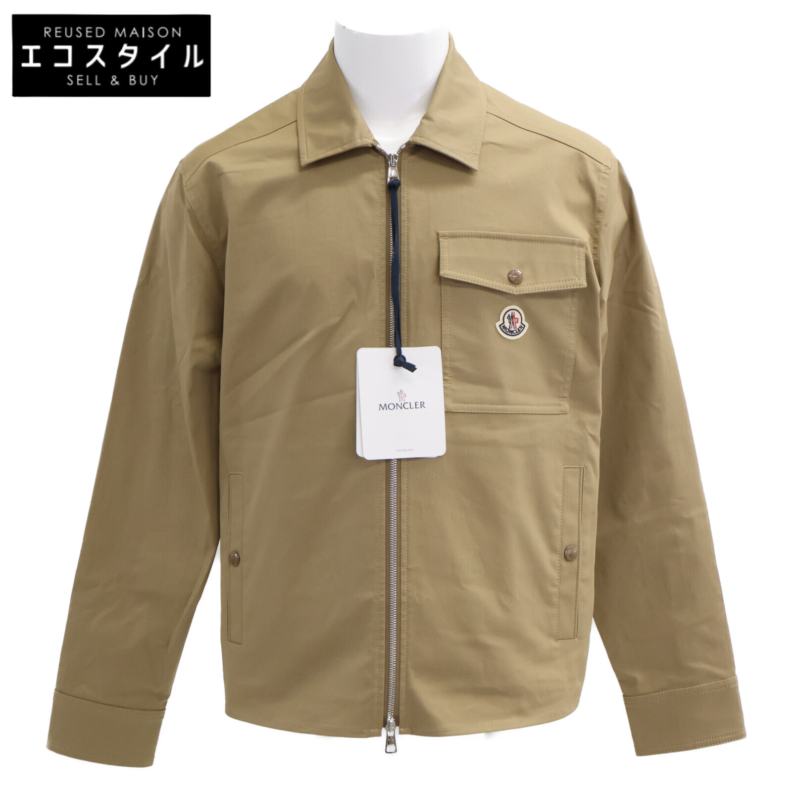 MONCLER モンクレール 【新品/25年製】L10912F00023 CAMICIA ジップアップ ジャケット S ベージュ メンズ 【中古】｜ブランドリユース エコスタイル